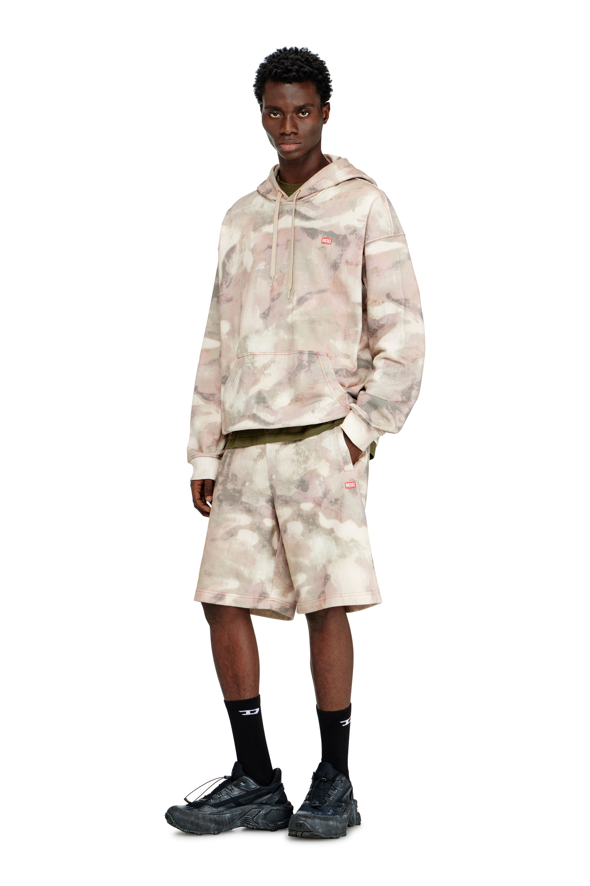 Diesel - S-BOXT-HOOD-V1, Man's Hoodie in camouflage-print organic cotton in Beige - 2