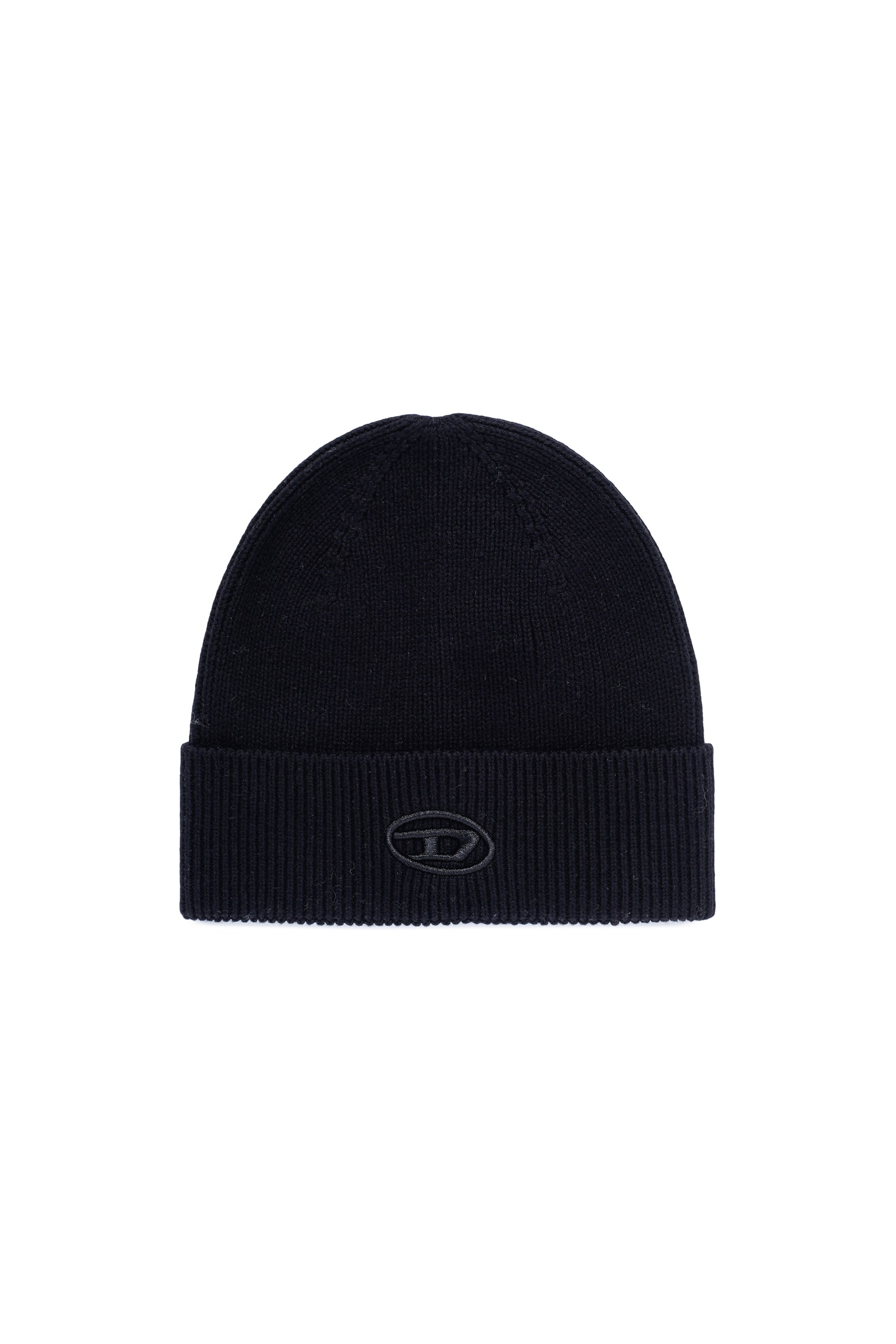 Diesel - K-CODER-FULLY B, Unisex's Ribbed beanie with D embroidery in Black - 1