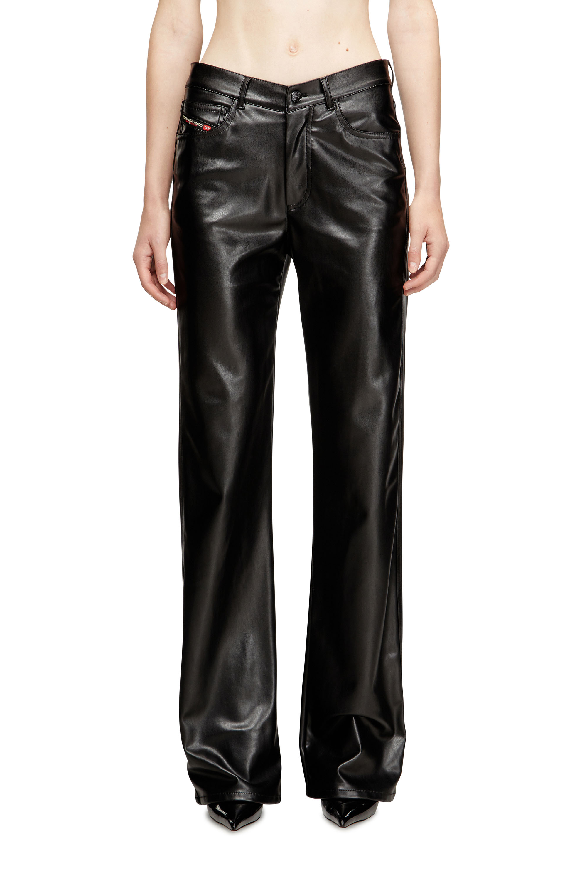 Diesel - P-LAIN, Woman's Five pocket pants in coated fabric in Black - 1