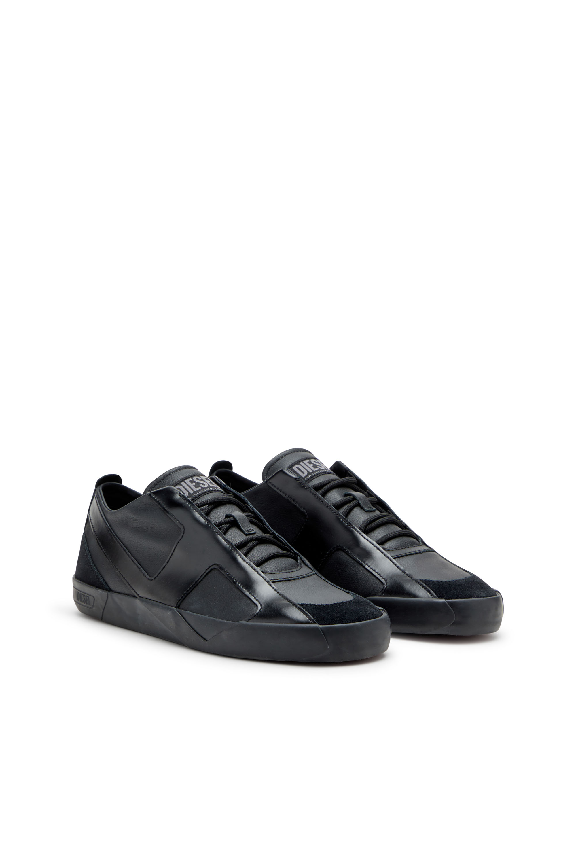 S-SLANTE-D LOW, Black Diesel - S-SLANTE-D LOW, Man's S-Slante-D-Sneakers in suede and leather with D logo in Black - 2