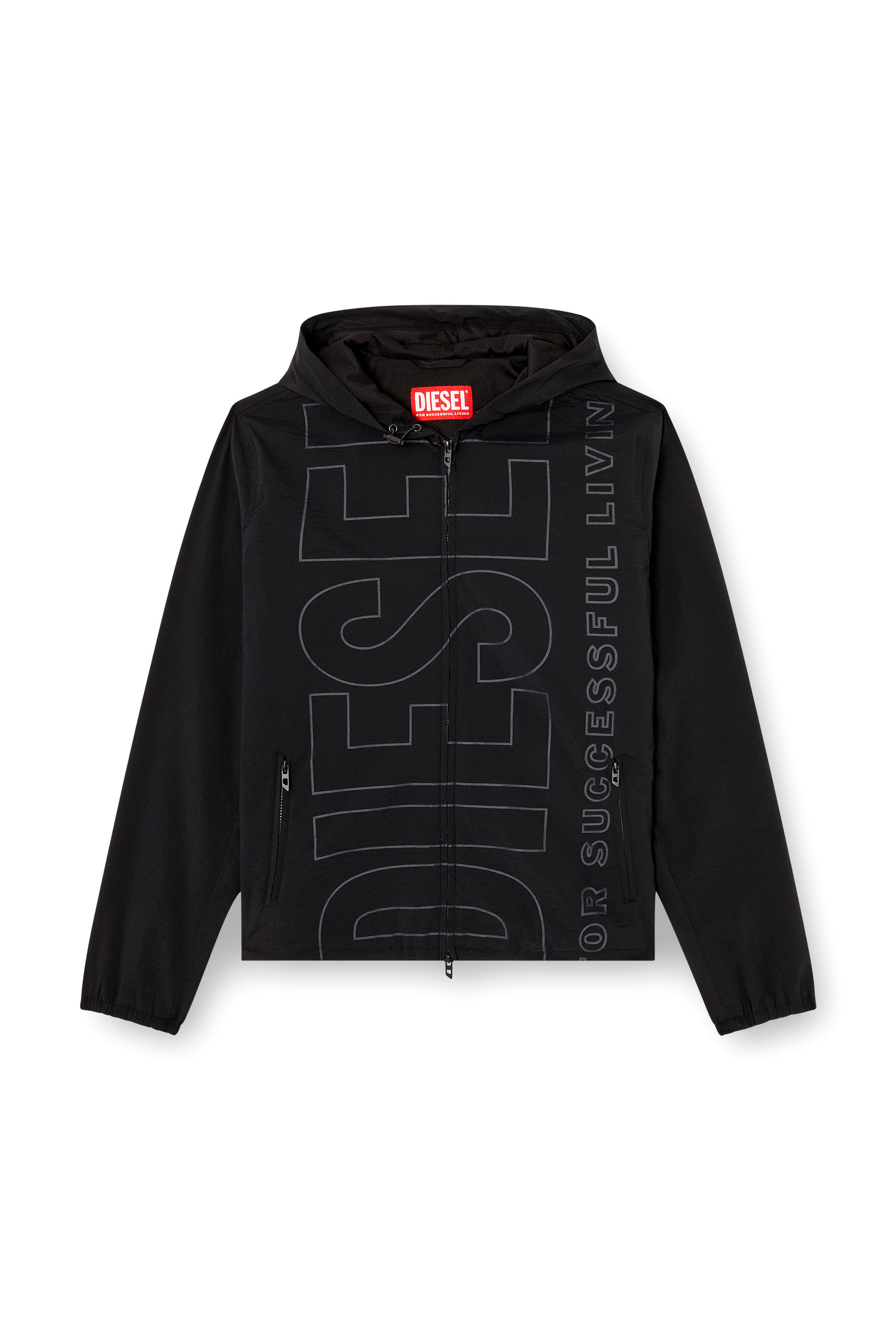 Diesel - J-ANDREW, Man's Nylon jacket with outline logo in Black - 5