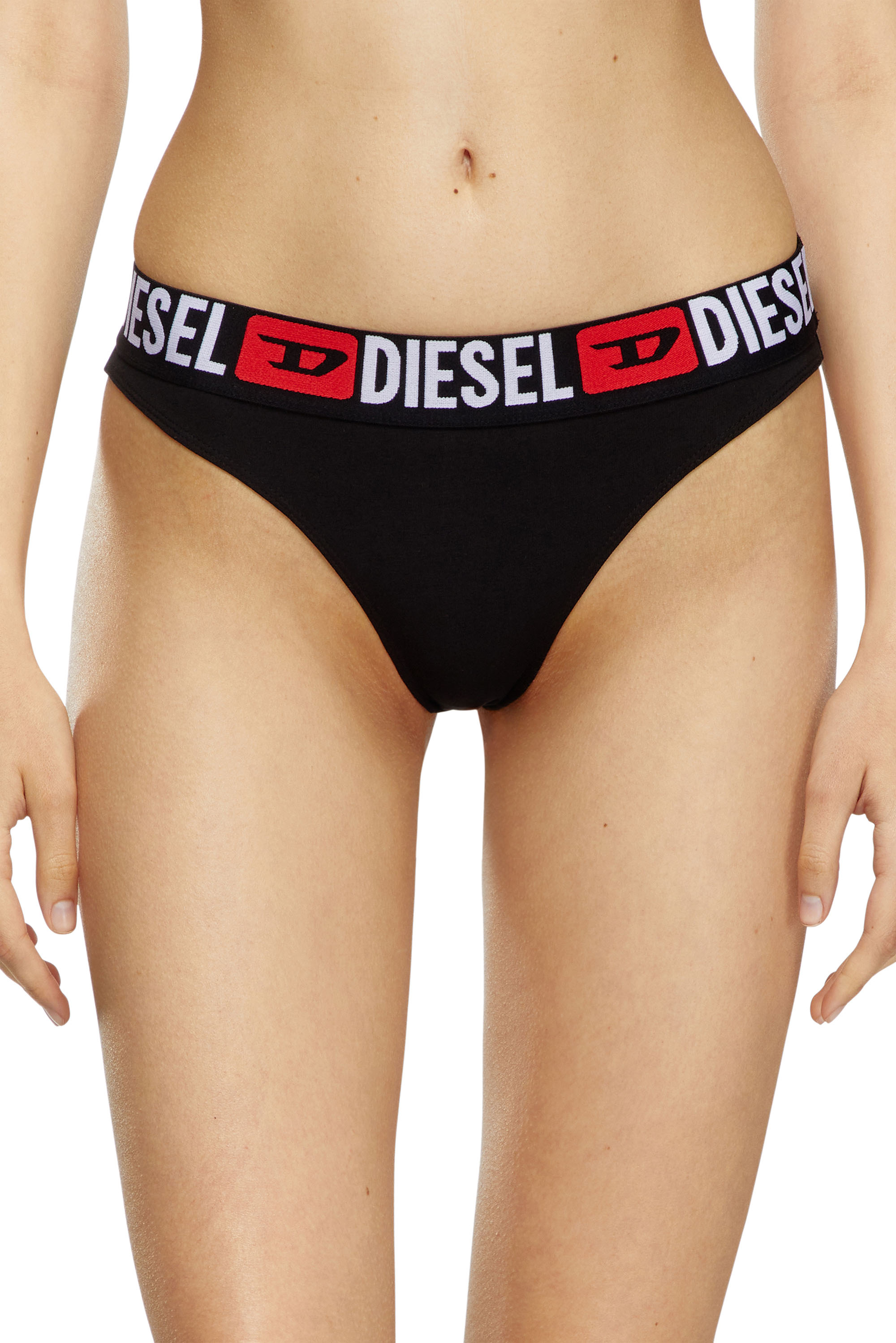 Diesel - UFPN-PANTIES-TD-THREEPACK, Woman's Three-pack briefs with logo waist in Black/Grey - 3