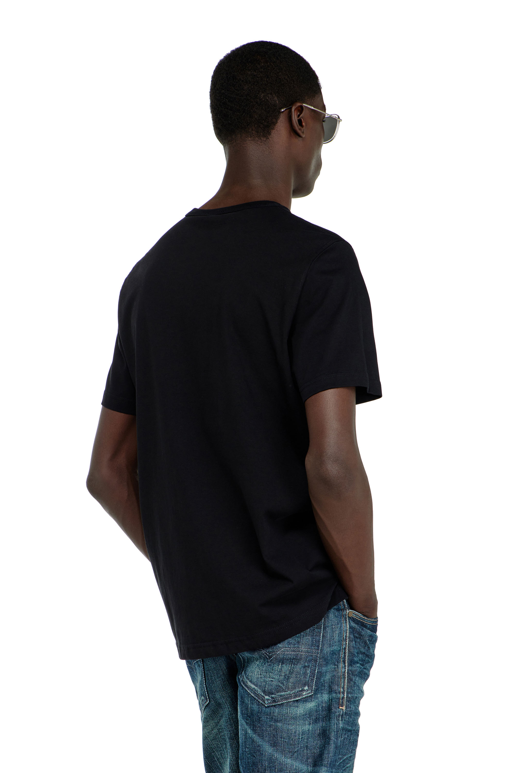 Diesel - T-ADJUST-OD, Man's T-shirt with metallic Oval D in Black - 4