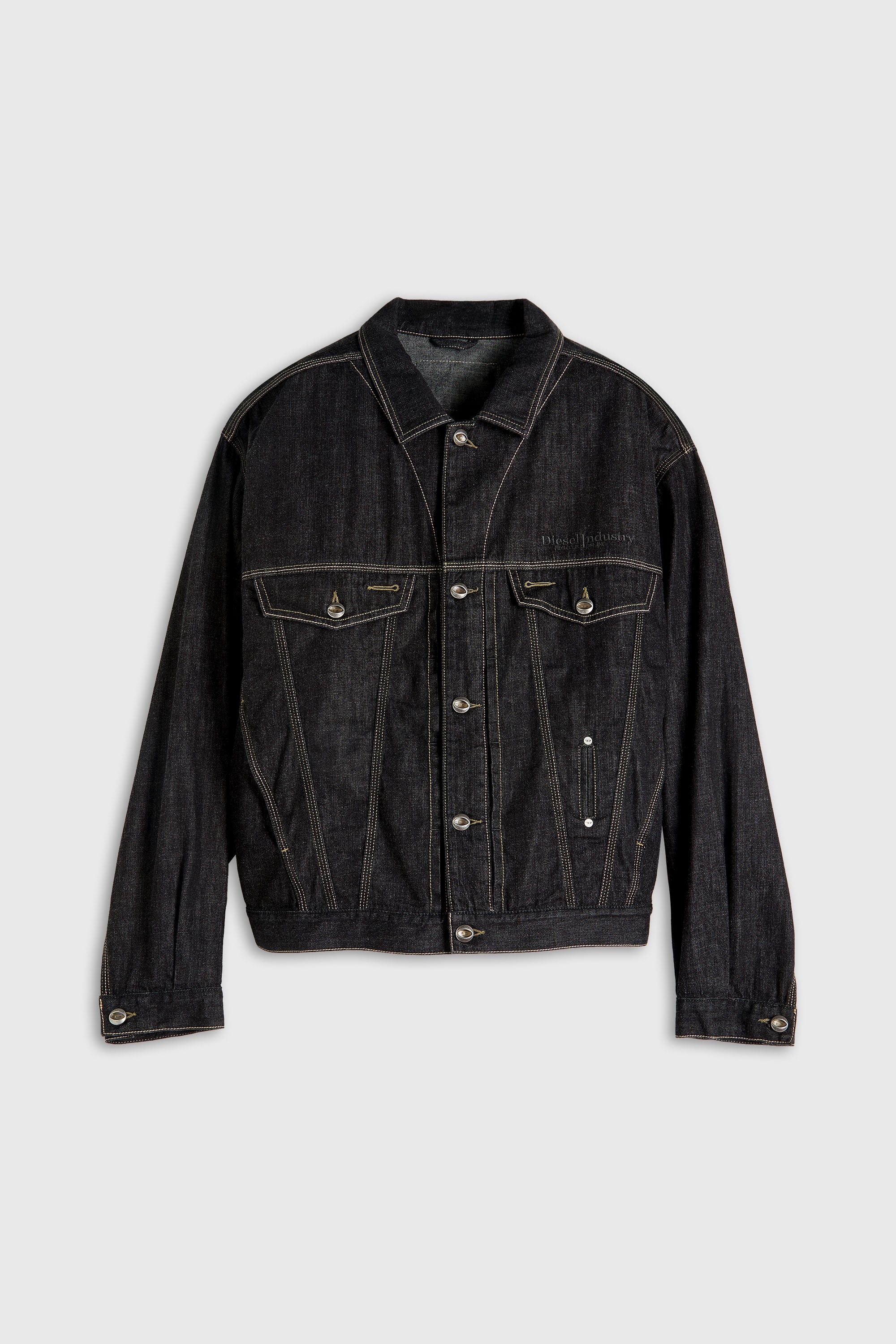 Diesel - D-DENVER, Unisex's Trucker jacket in rinse denim in Black/Dark grey - 2