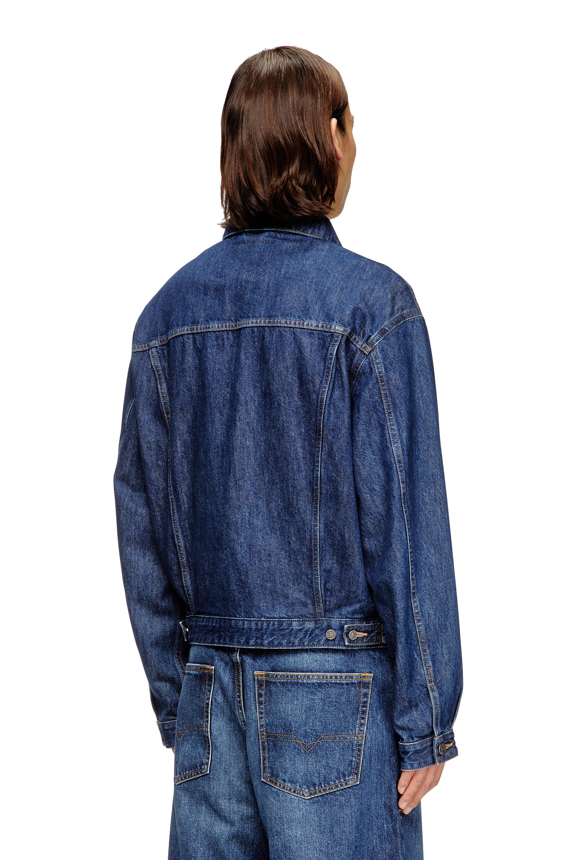 Diesel - D-RANGER, Unisex's Trucker jacket in DNA denim in Medium blue - 4