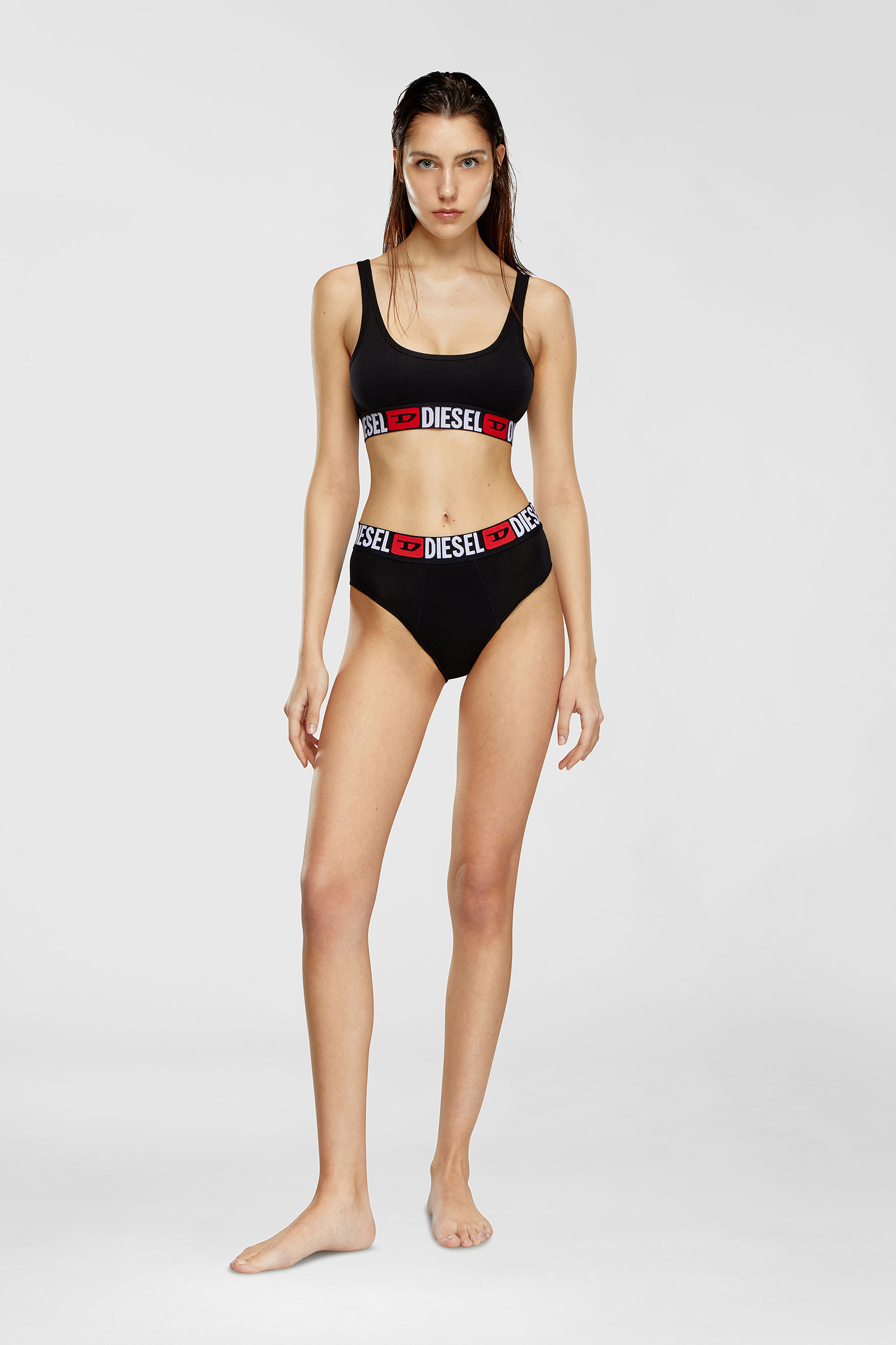 Diesel - UFPN-BLANCA-R-THREEPACK, Woman's Three-pack ribbed high-waisted briefs in Black - 1