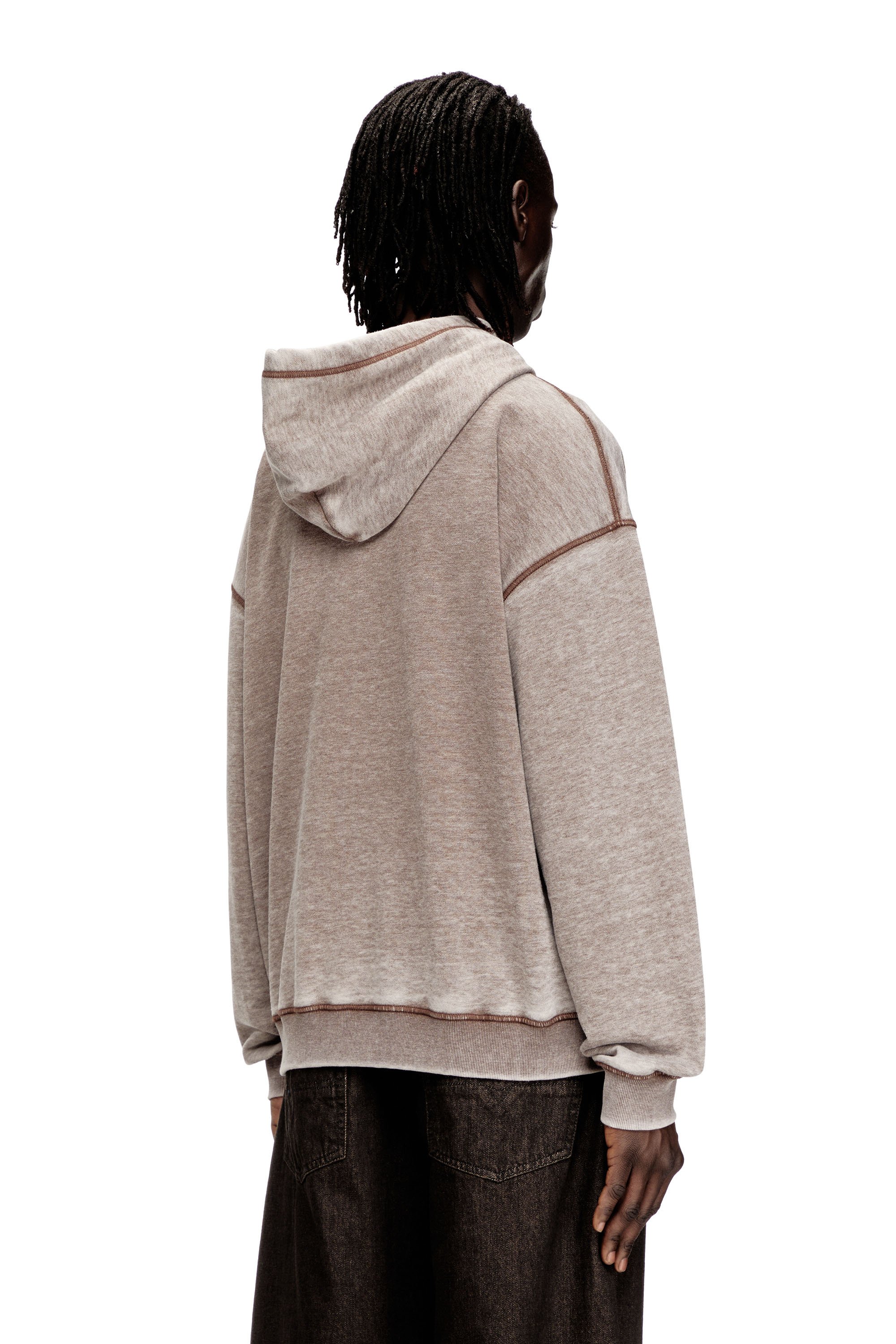 Diesel - S-BOXT-CHAN-HOOD, Man's Relaxed scuba hoodie with marble wash in Dark grey - 4