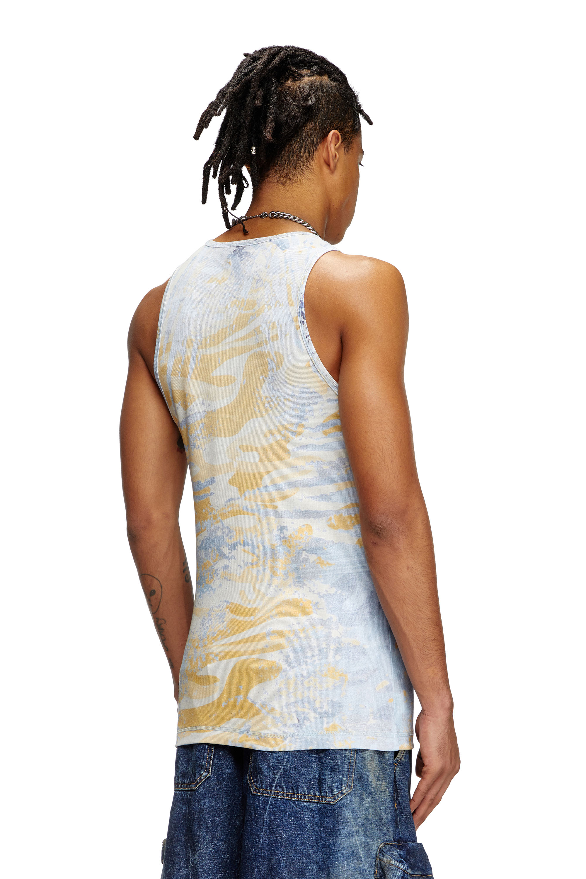 Diesel - T-LIFTY-DD, Unisex's Camo tank top in stretch cotton in Blue/Yellow - 4