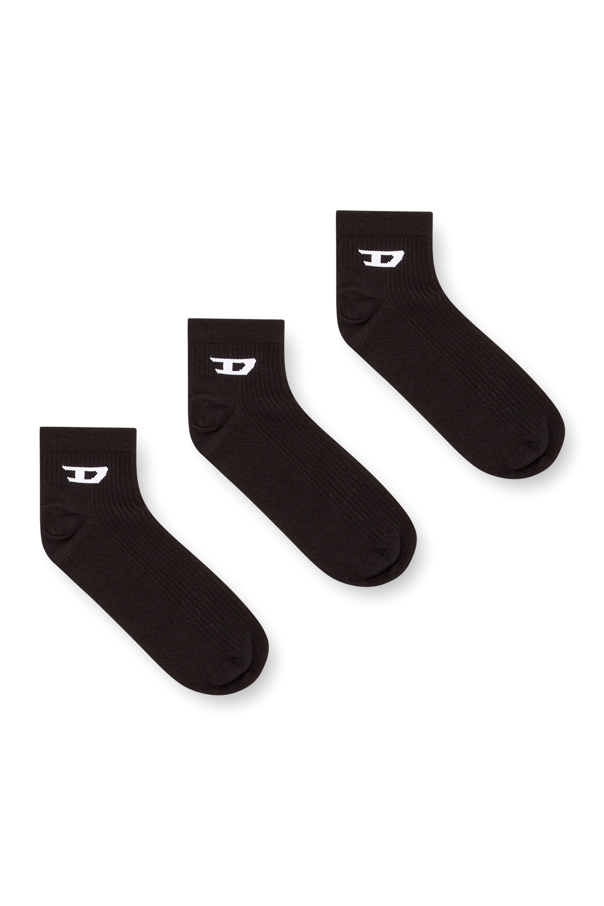 Diesel - SKM-D-ANKLE -9, Man's Three-pack ankle socks with D logo in Black - 1