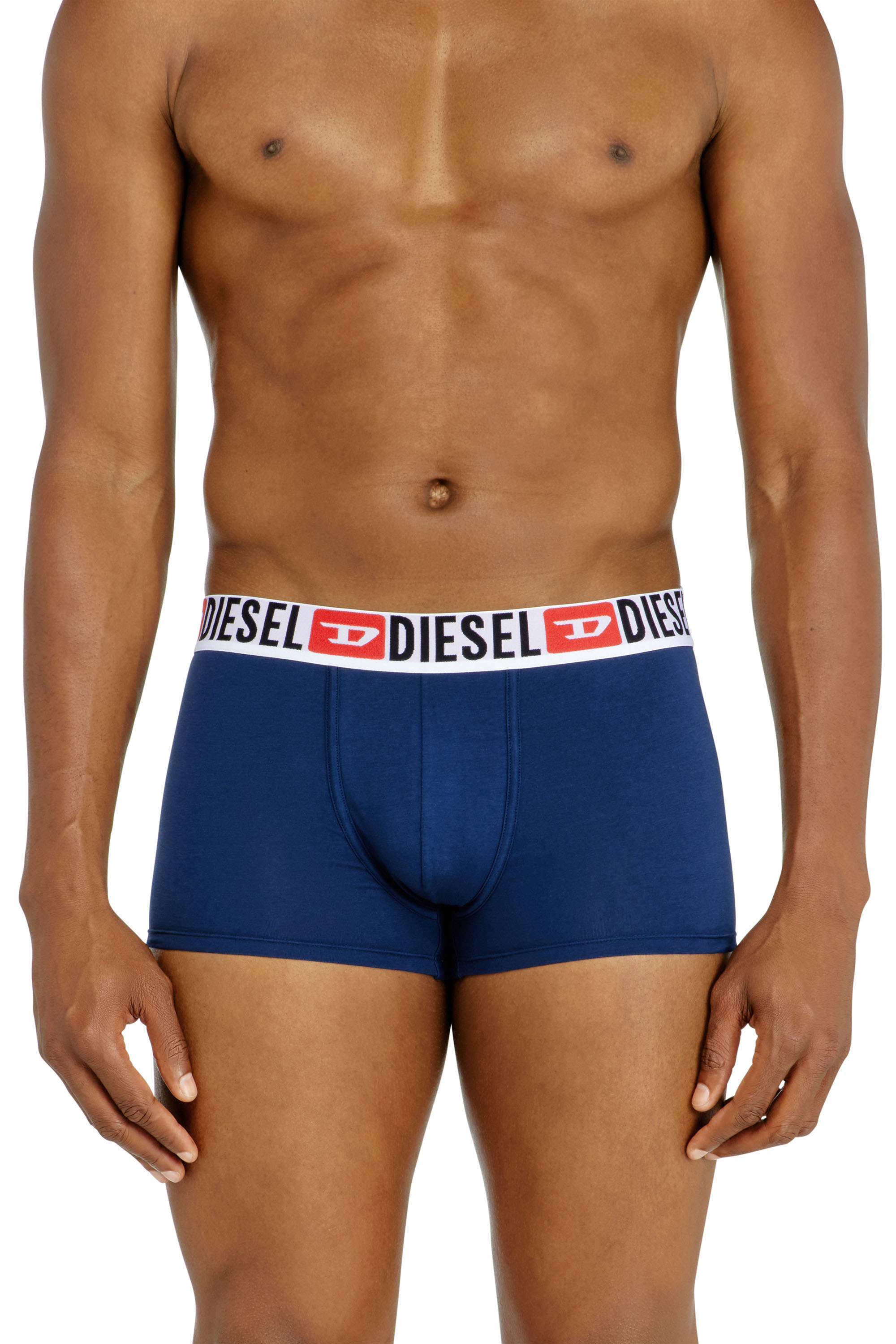 Diesel - UMBX-DAMIENTHREEPACK, Man's Three-pack of all-over logo waist boxers in Blue/Black - 2