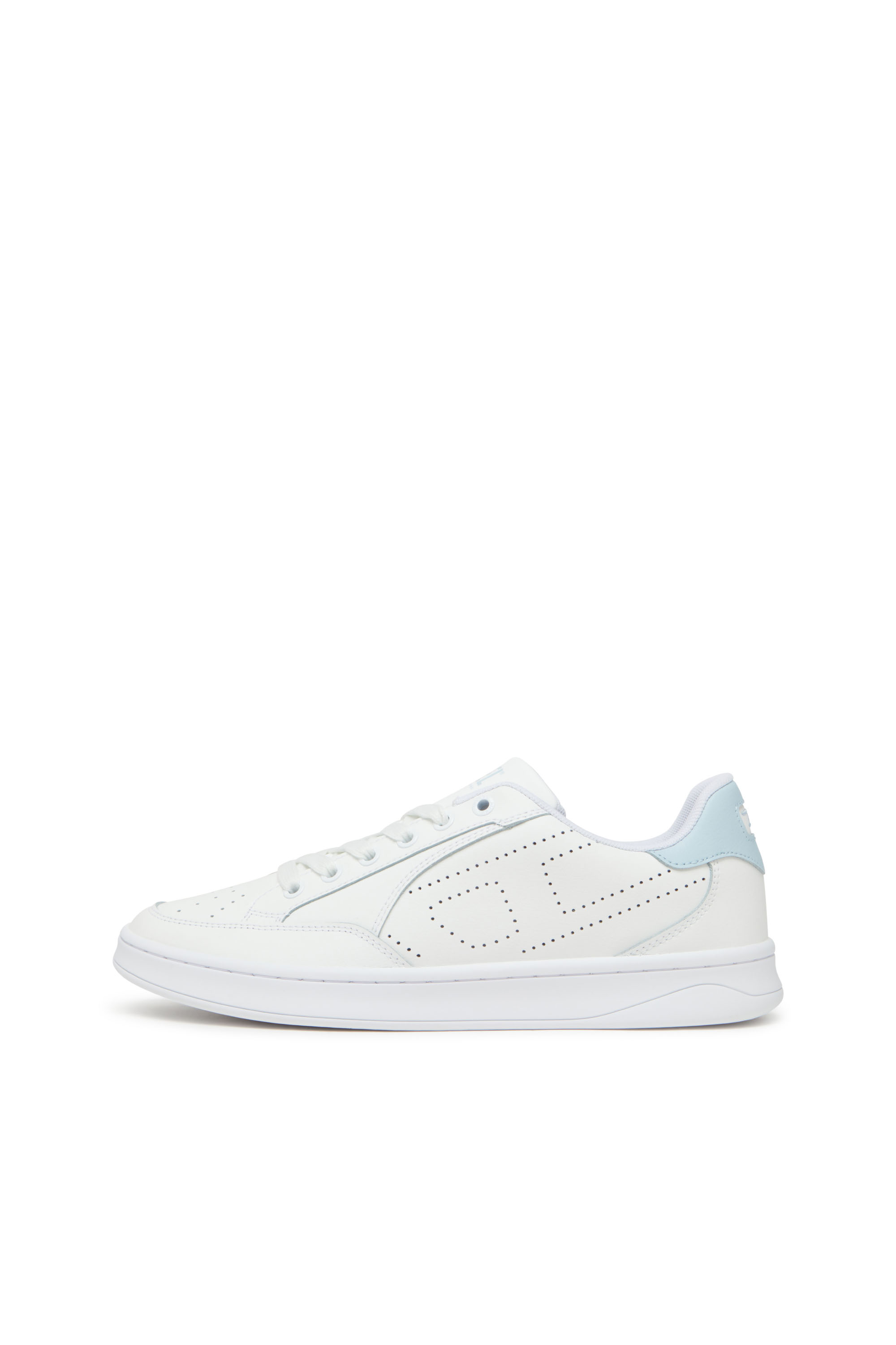 Diesel - S-DAKOTA LOW W, Woman's Leather sneakers with perforated logo in White/Blue - 7