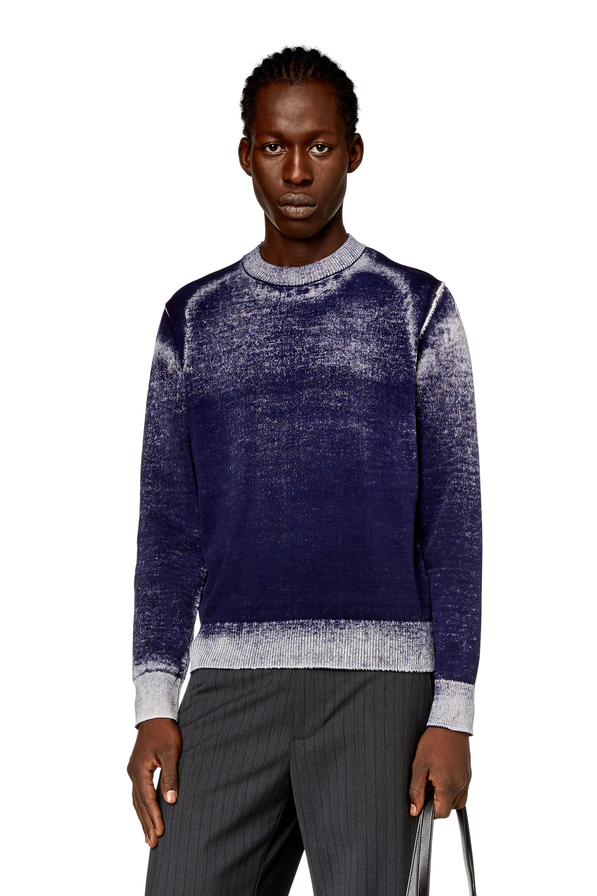 Diesel - K-LARENCE-B, Man's Reverse-print cotton jumper in Blue - 3