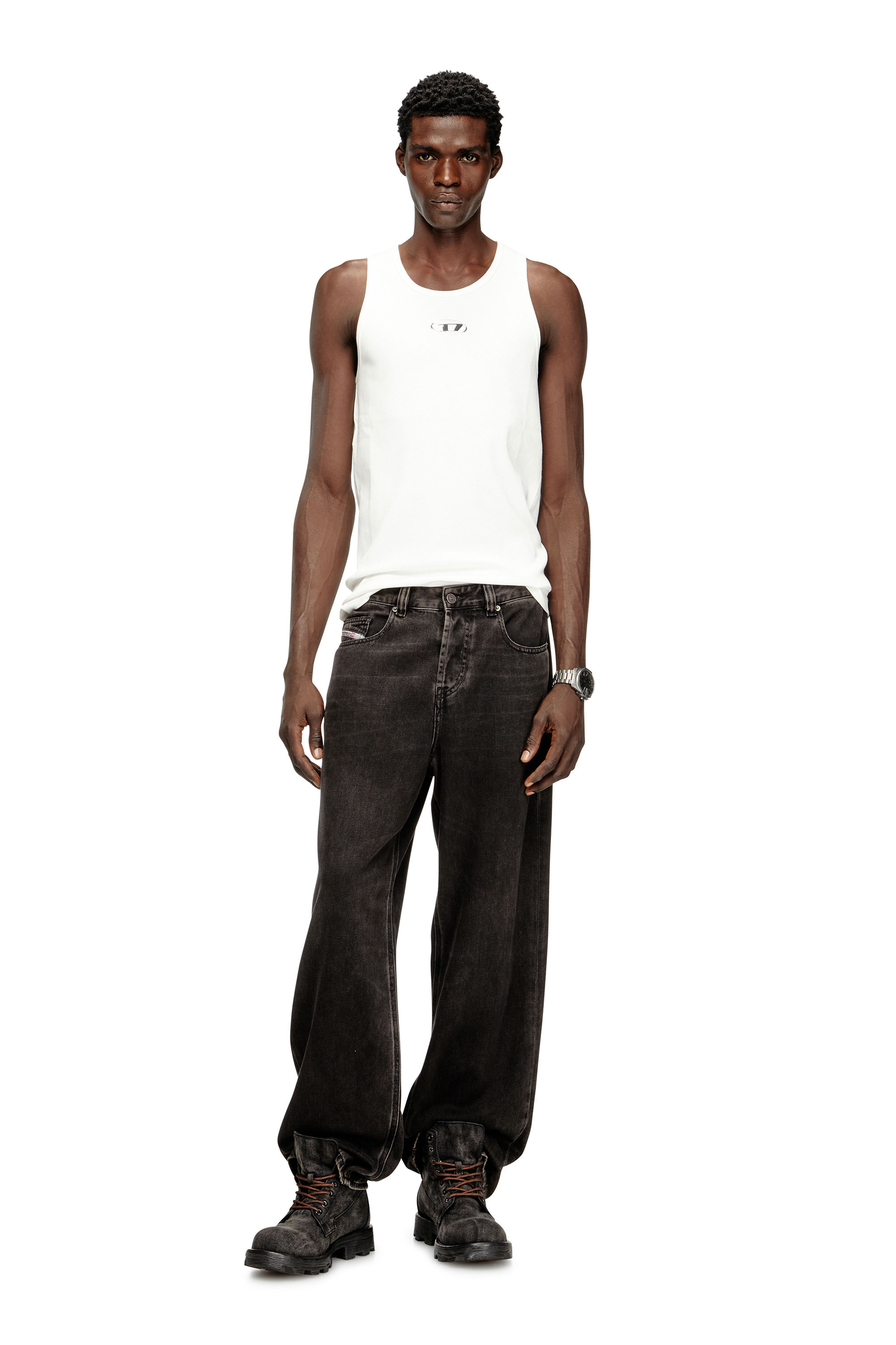 Diesel - T-LIFTY-IOD, Man's Cotton tank top with logo in White - 1