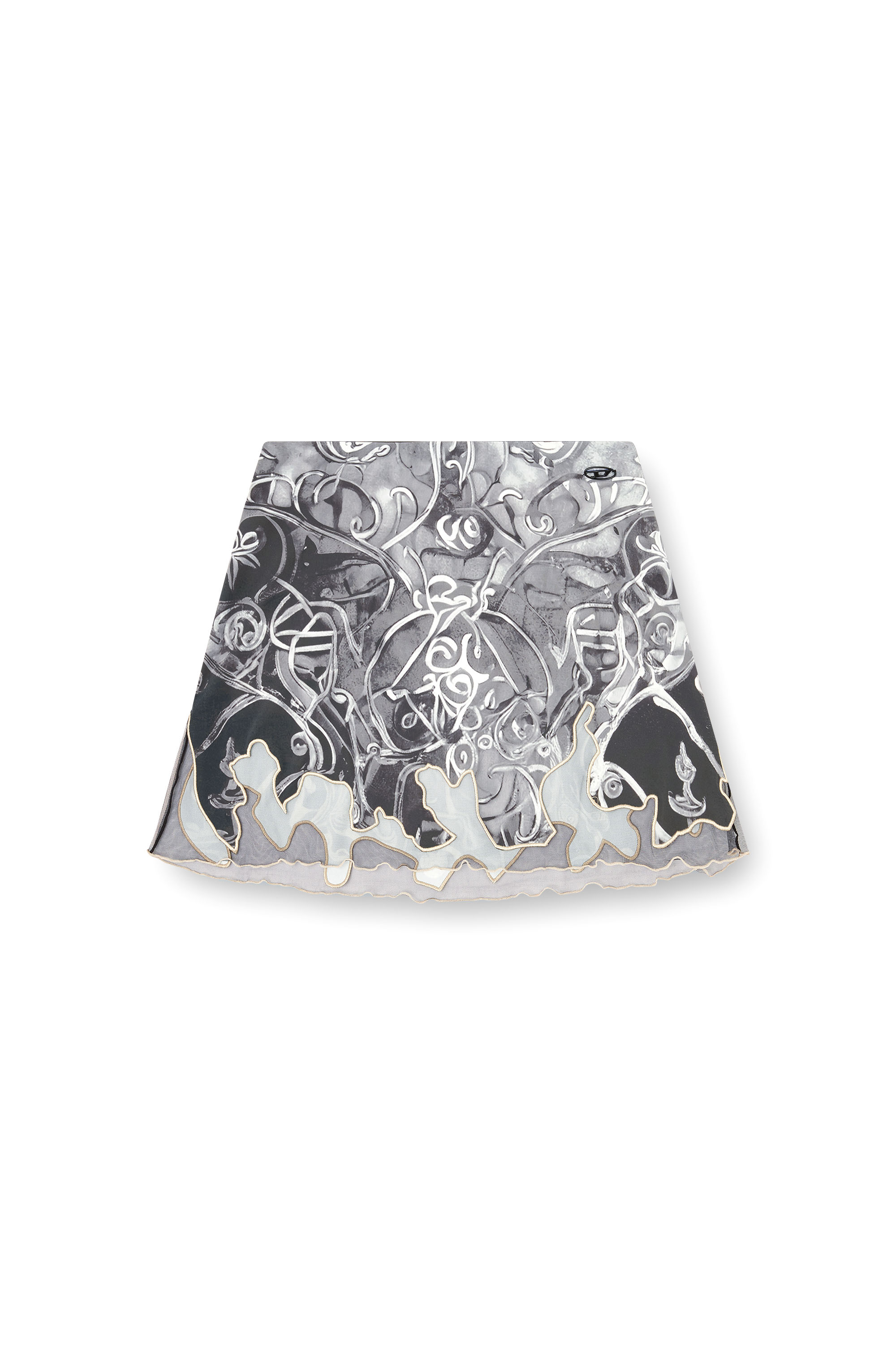 O-LANE, Grey Diesel - O-LANE, Woman's Nylon mini skirt with Heraldic print in Grey - 2