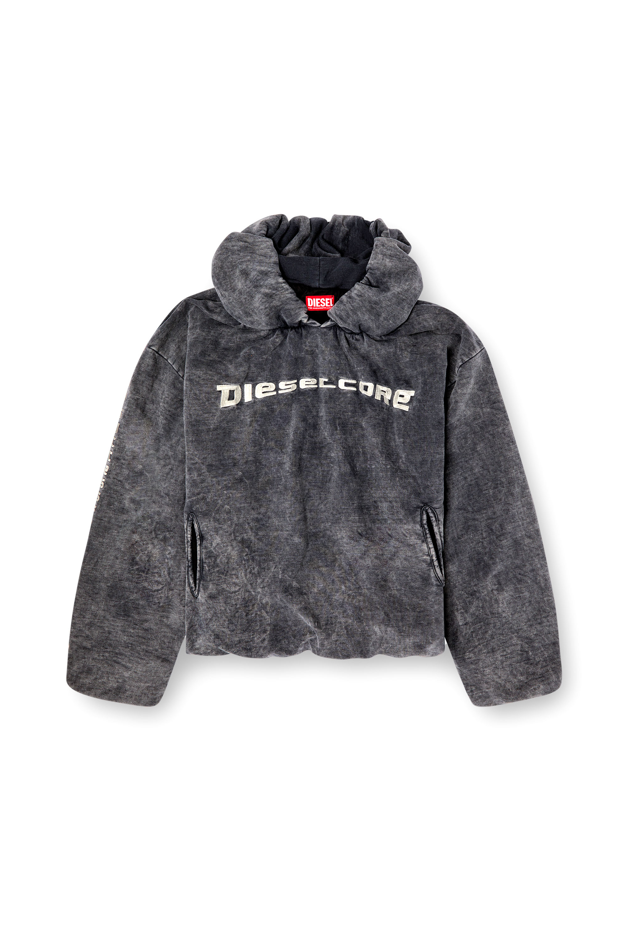 Diesel - S-FISHY, Man's Hoodie with denim effect in Black - 3