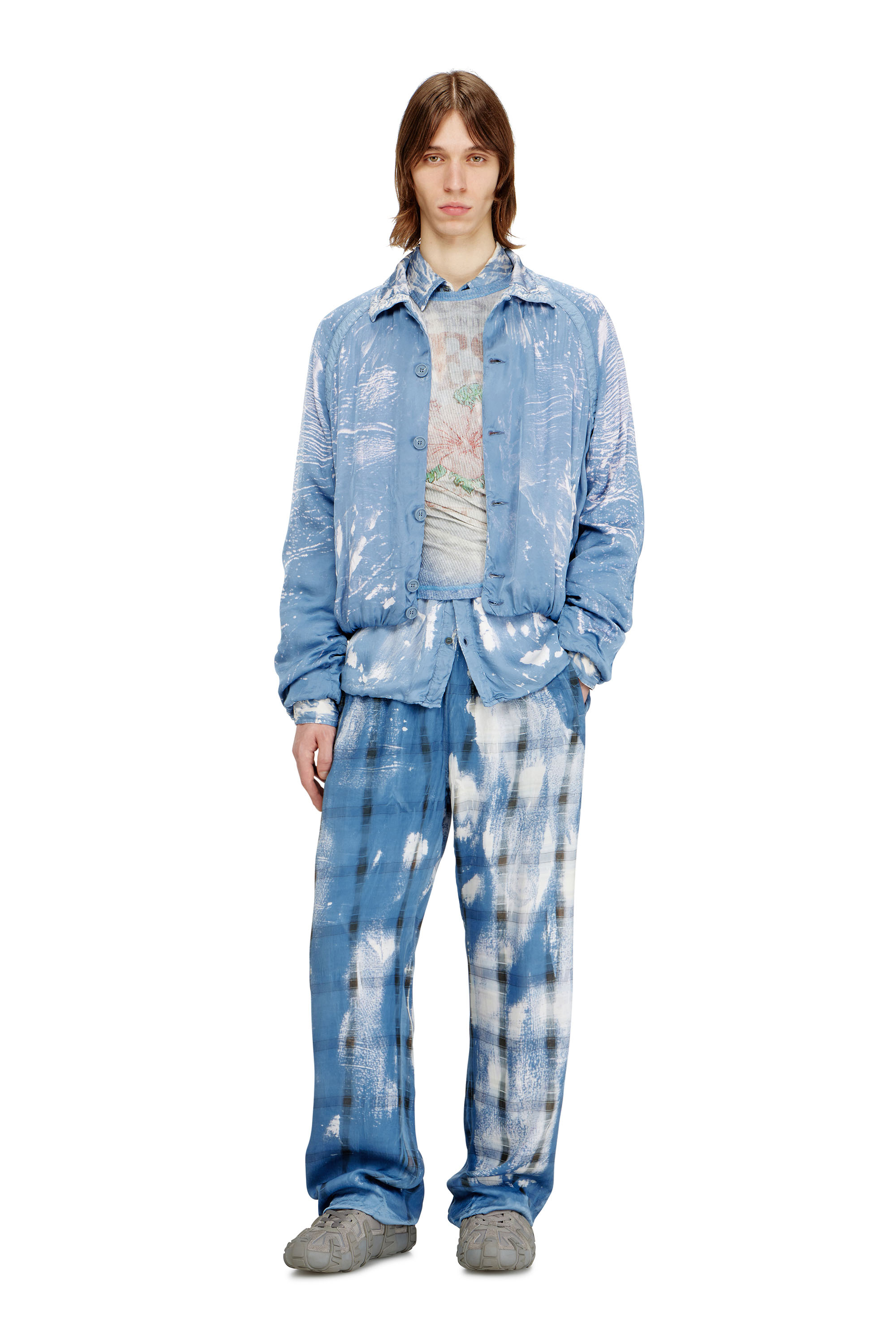 Diesel - P-OLLY, Man's Track pants with check X-ray effect in Blue - 1