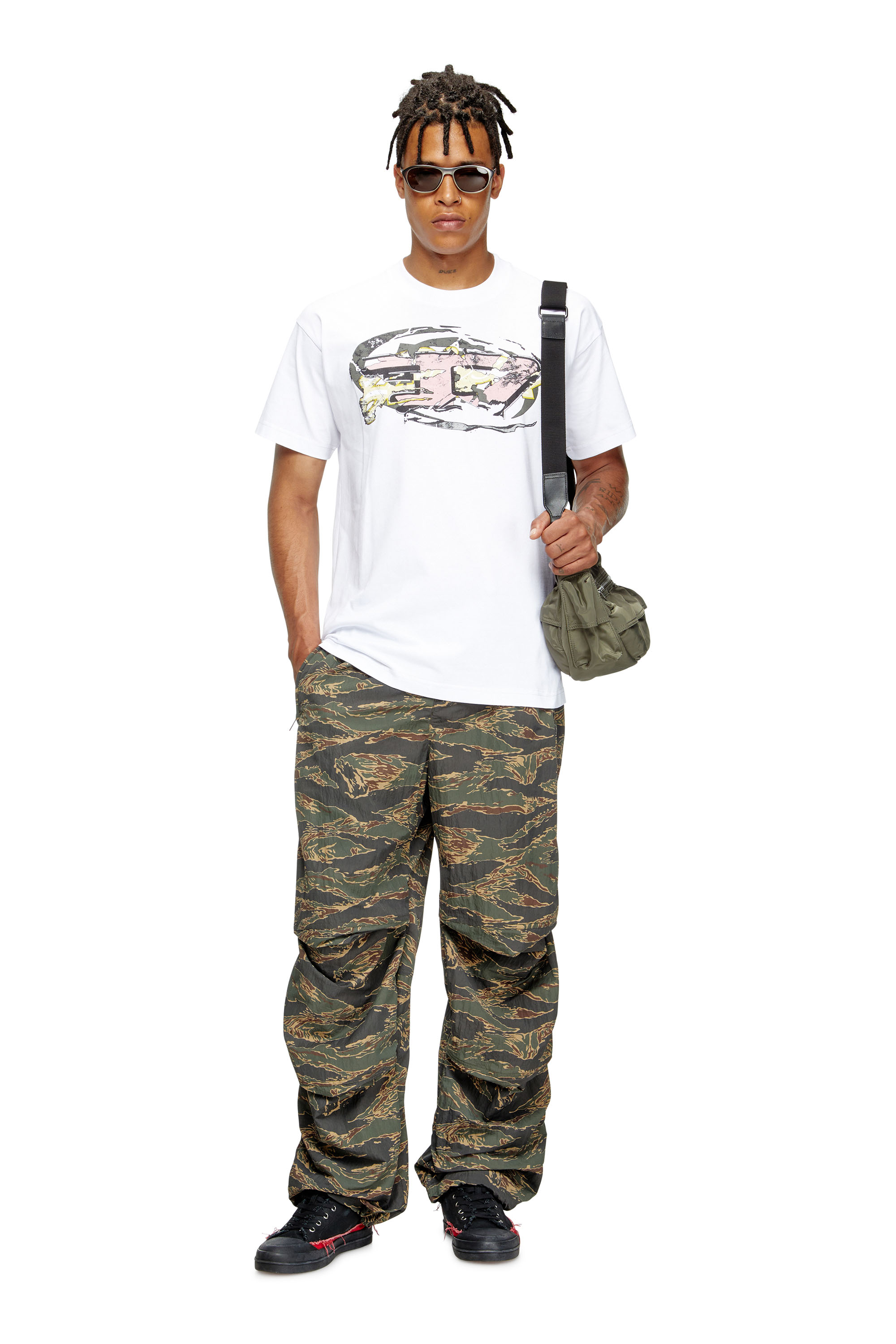 Diesel - T-NORM-T11, Man's T-shirt with Oval D logo in White - 1