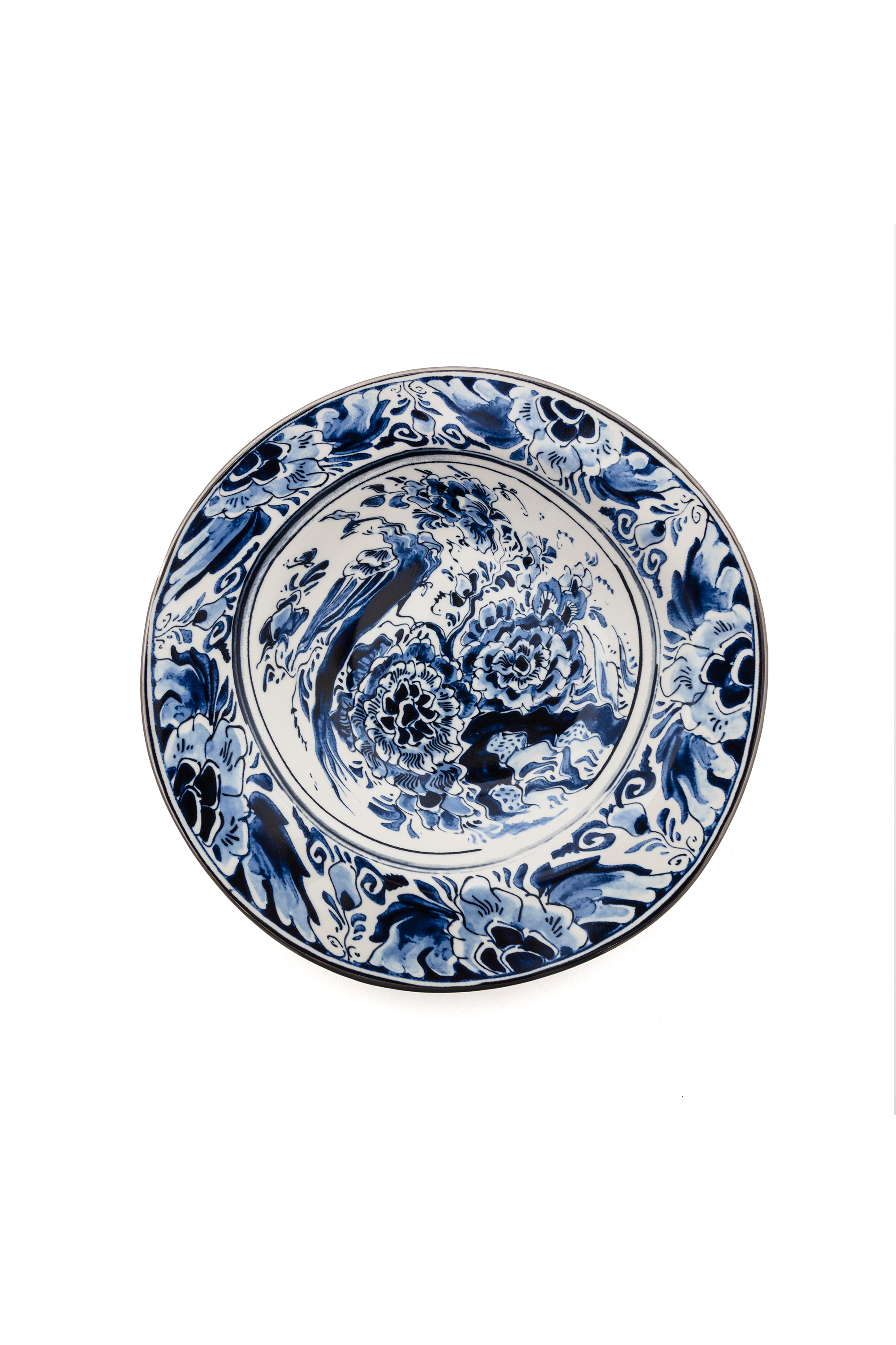 Diesel - 11222 SOUP PLATE IN PORCELAIN "CLASSIC O, Unisex's Pocelain soupe plate in White/Blue - 1