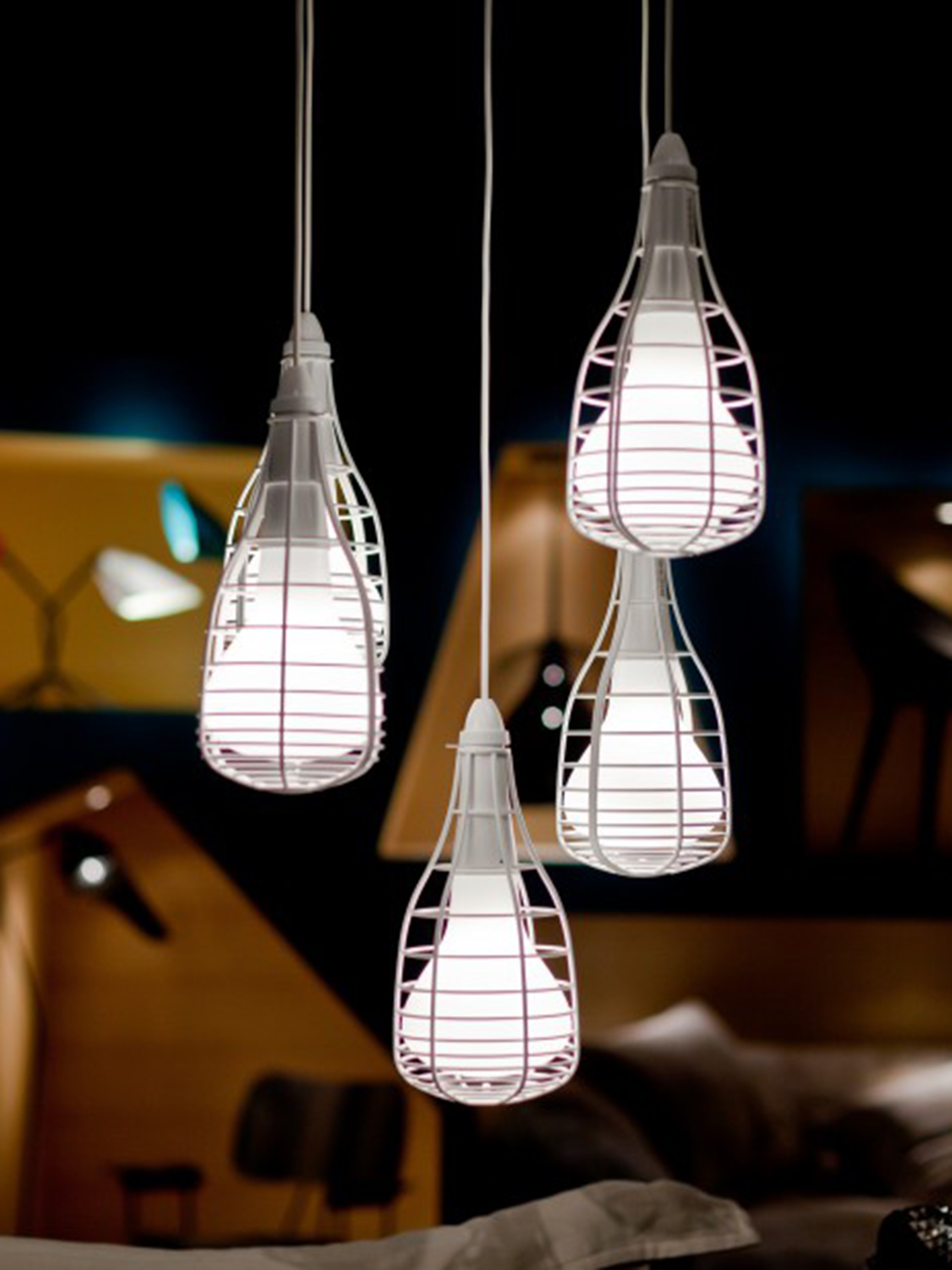 Diesel - CAGE SOSPENSIONE MIC, Unisex's White lighting with a decorative cage in White - 3