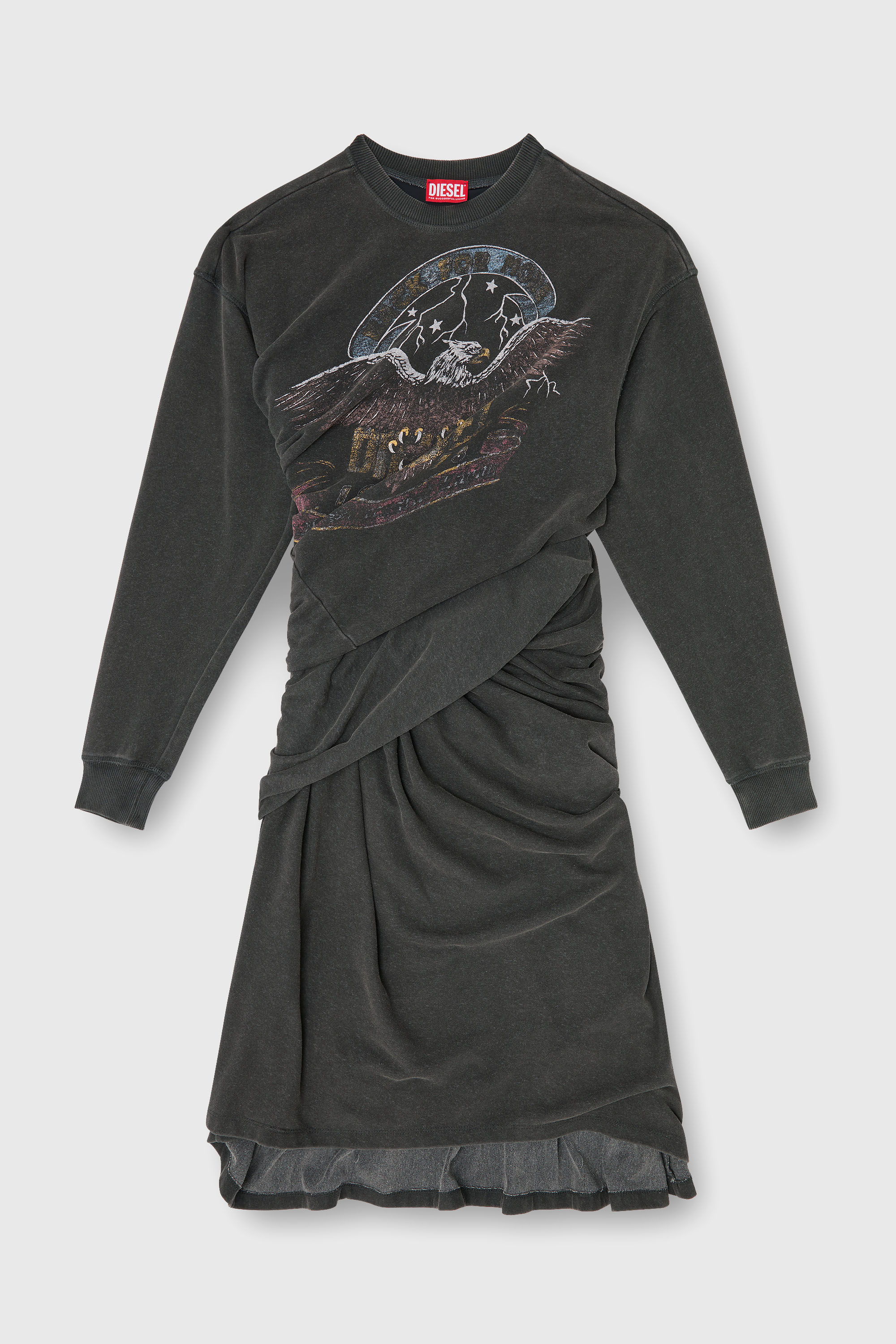 Diesel - D-NENCY, Woman's Sweatshirt dress with concert graphics in Black - 2