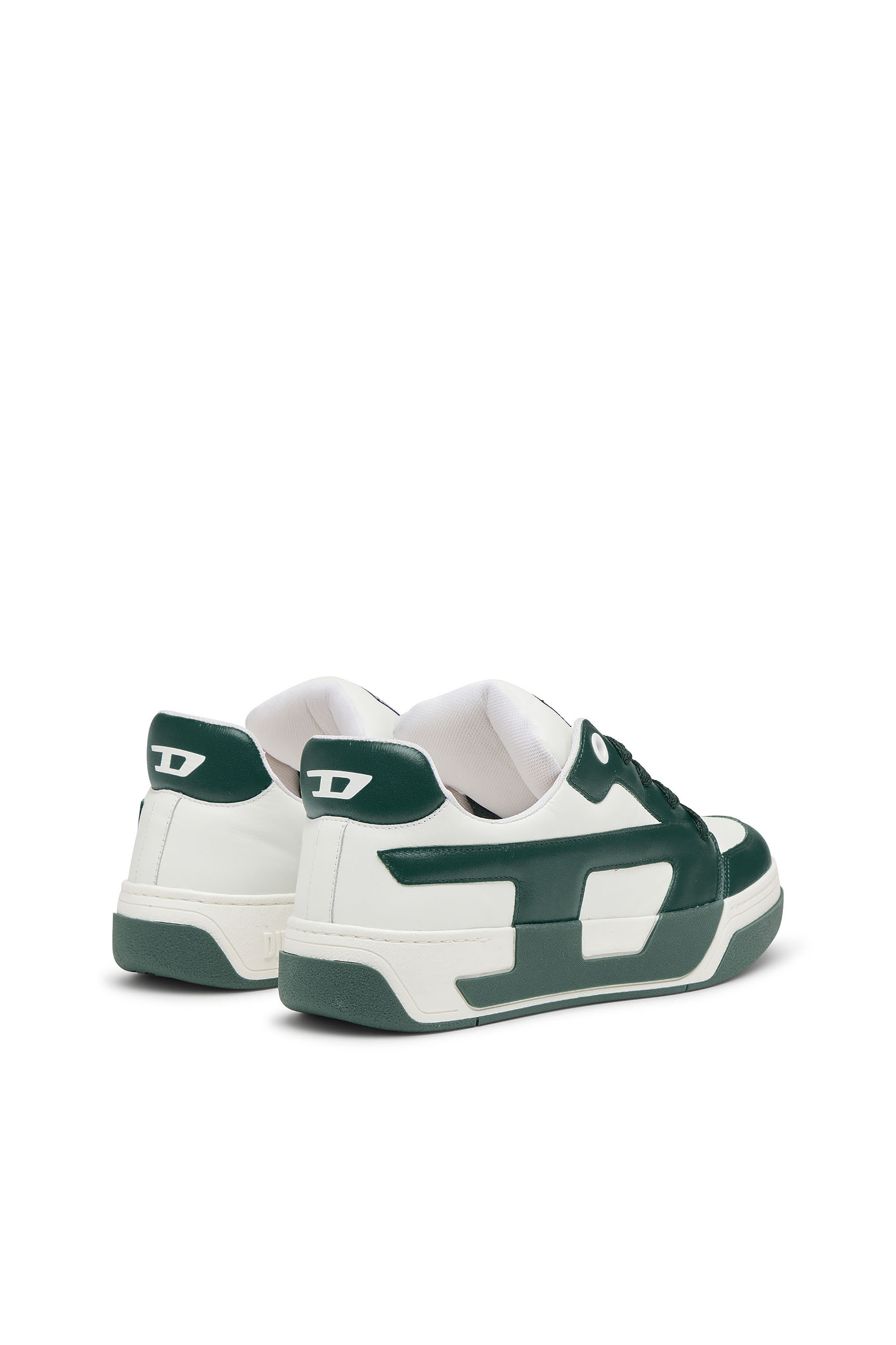 Diesel - S-D-OLLIE LOW, Man's D-Ollie-Sneakers in colour-block leather in White/Green - 3