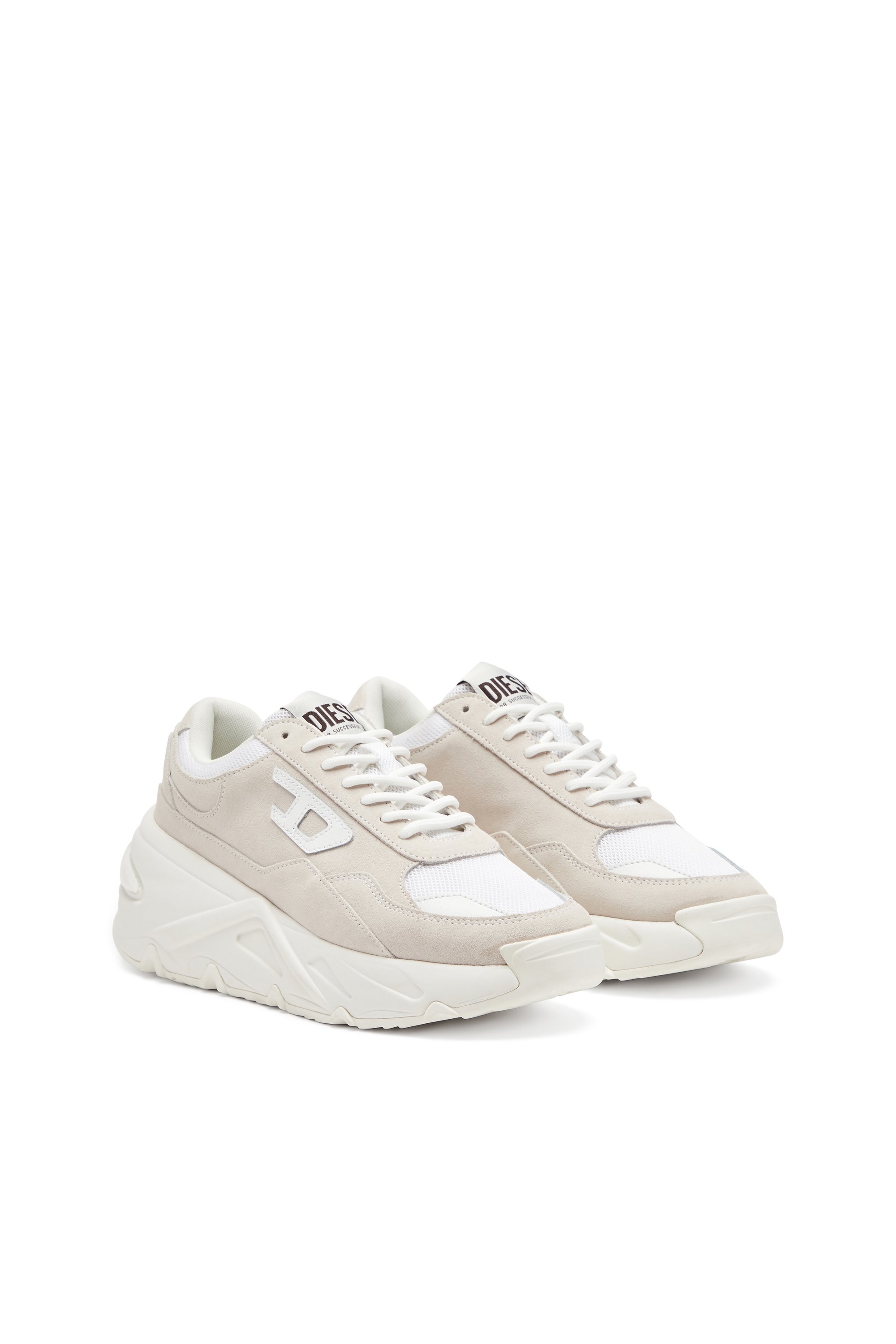 Diesel - S-SAVANNAH W, Woman's Platform sneakers in suede and mesh in White - 2