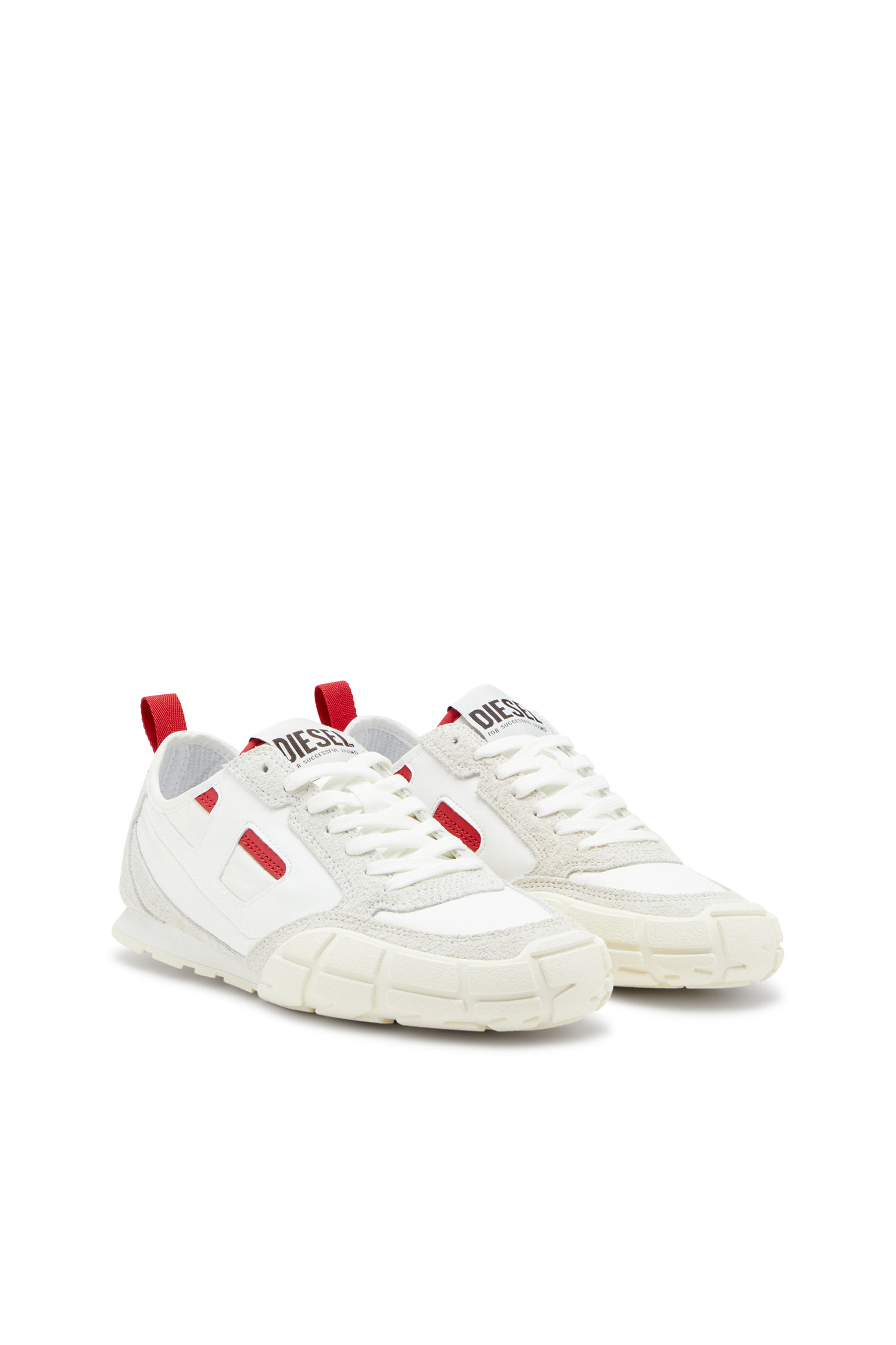 S-PAGODHA LOW W, White/Red Diesel - S-PAGODHA LOW W, Woman's S-Pagodha-Sneakers in leather, suede and ripstop in White/Red - 2