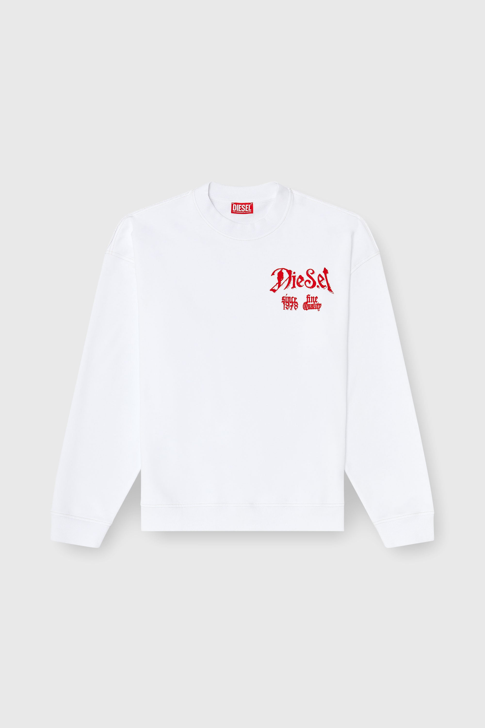 Diesel - S-BOXT-AA2, Man's Cotton sweatshirt with flocked graphics in White - 2