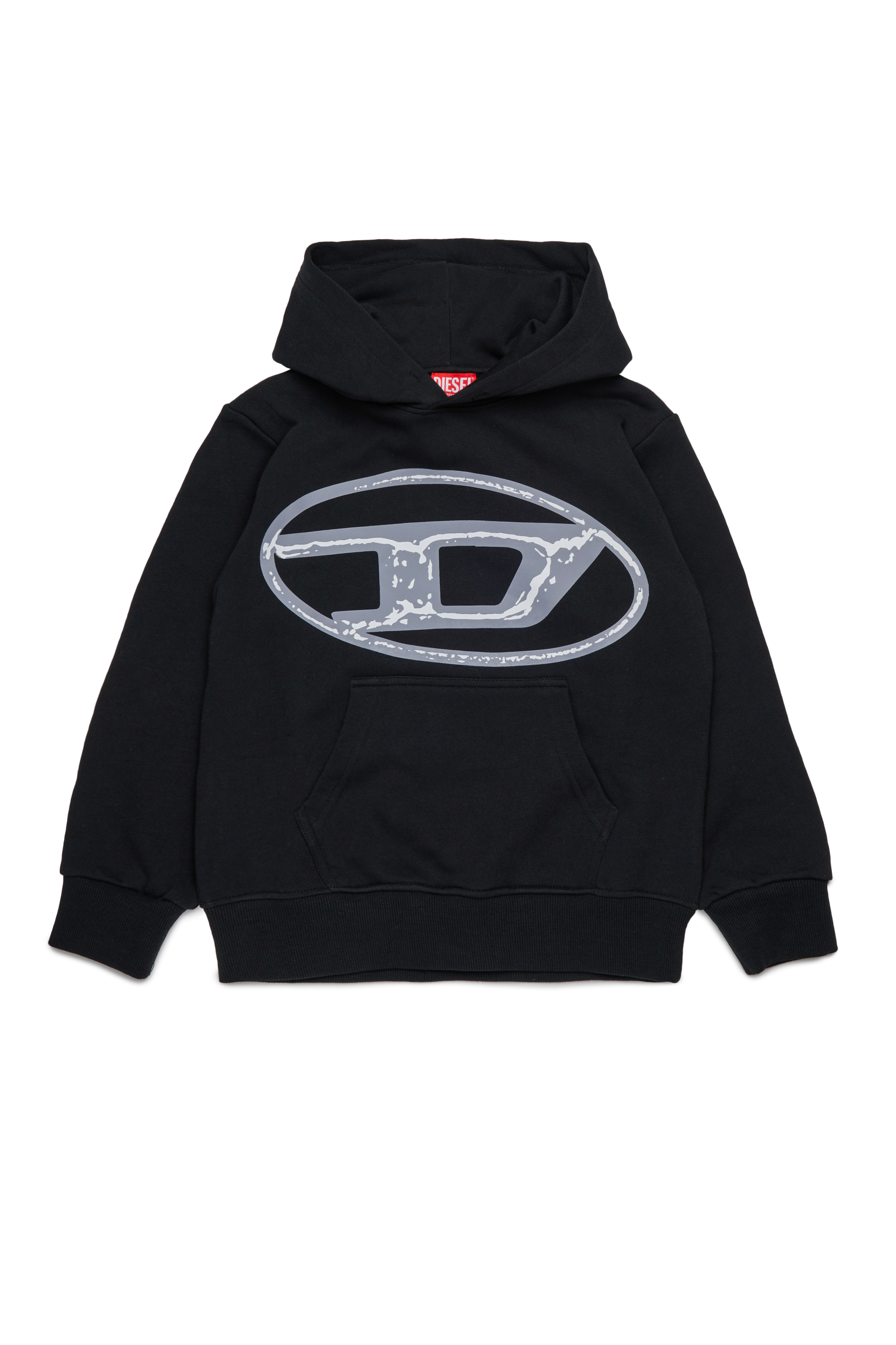 Diesel - SBONNIEHOOD OVER, Man's Cotton hoodie with Oval D logo in Black - 1