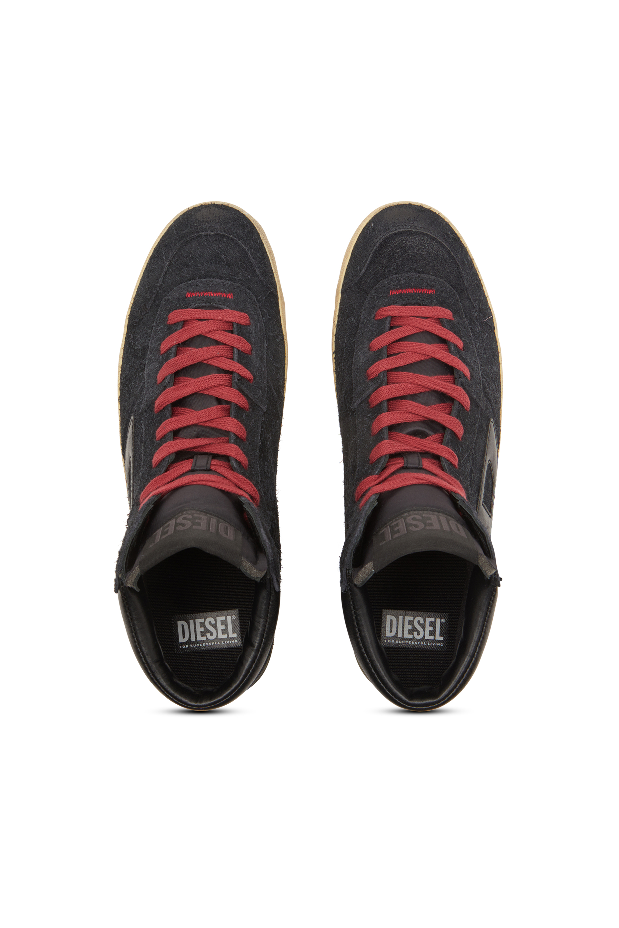 Diesel - S-LEROJI MID, Man's S-Leroji-High-top sneakers in hairy suede in Black - 4