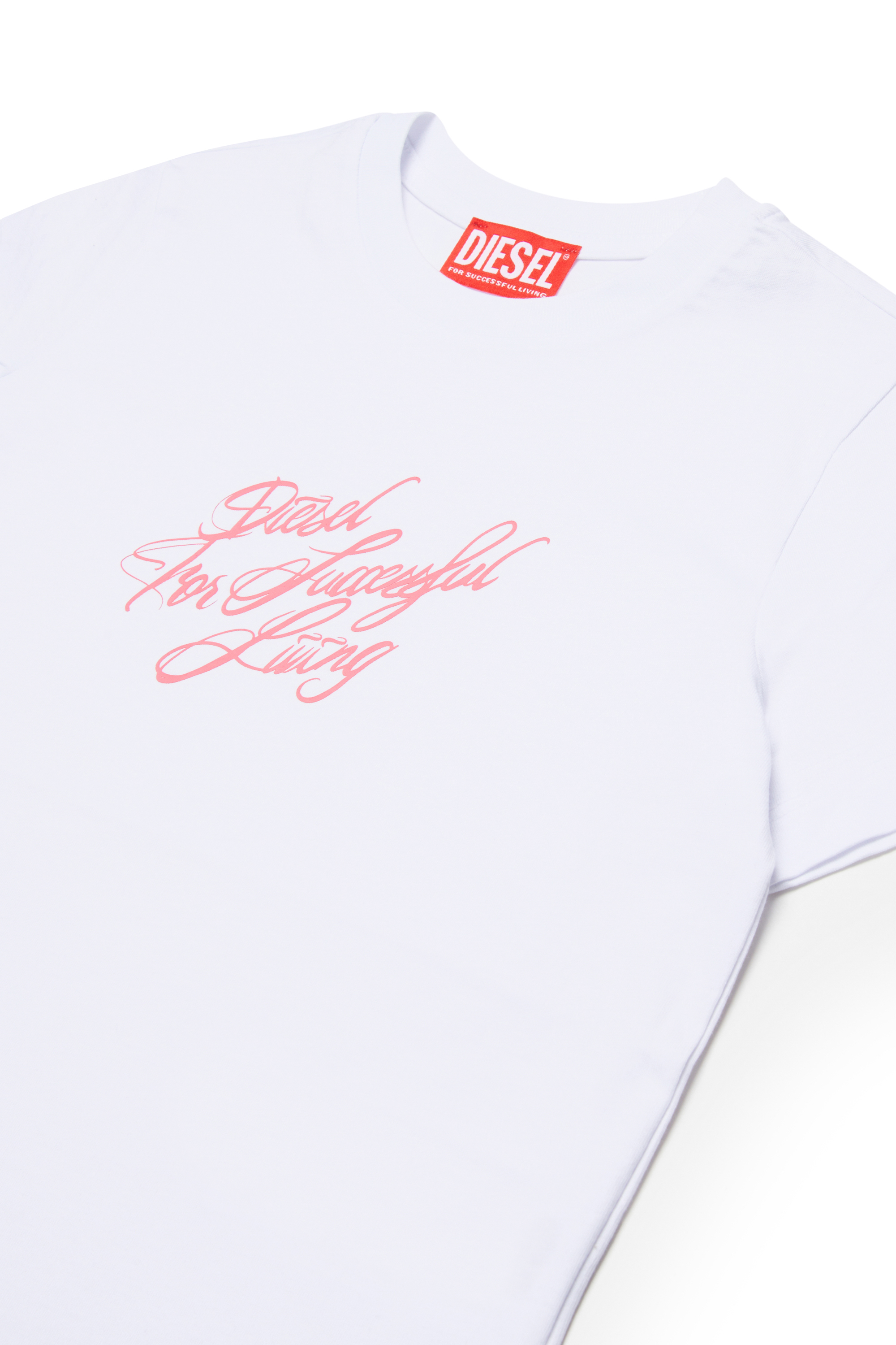 Diesel - TRIPIT, Woman's Cotton T-shirt with italics print in White - 3