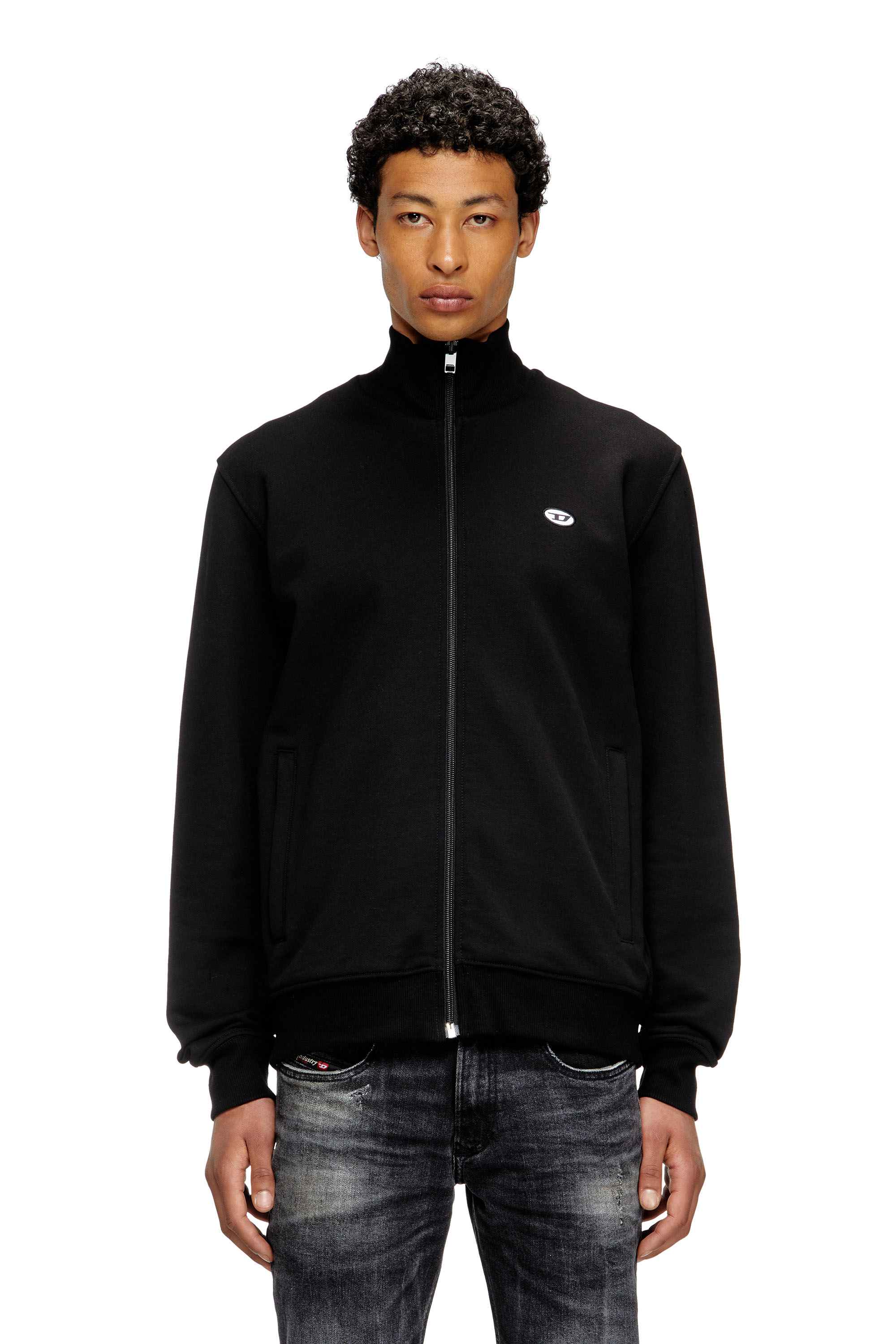 Diesel - S-LOCK-DOVAL-PJ, Man's Track jacket with Oval D patch in Black - 3