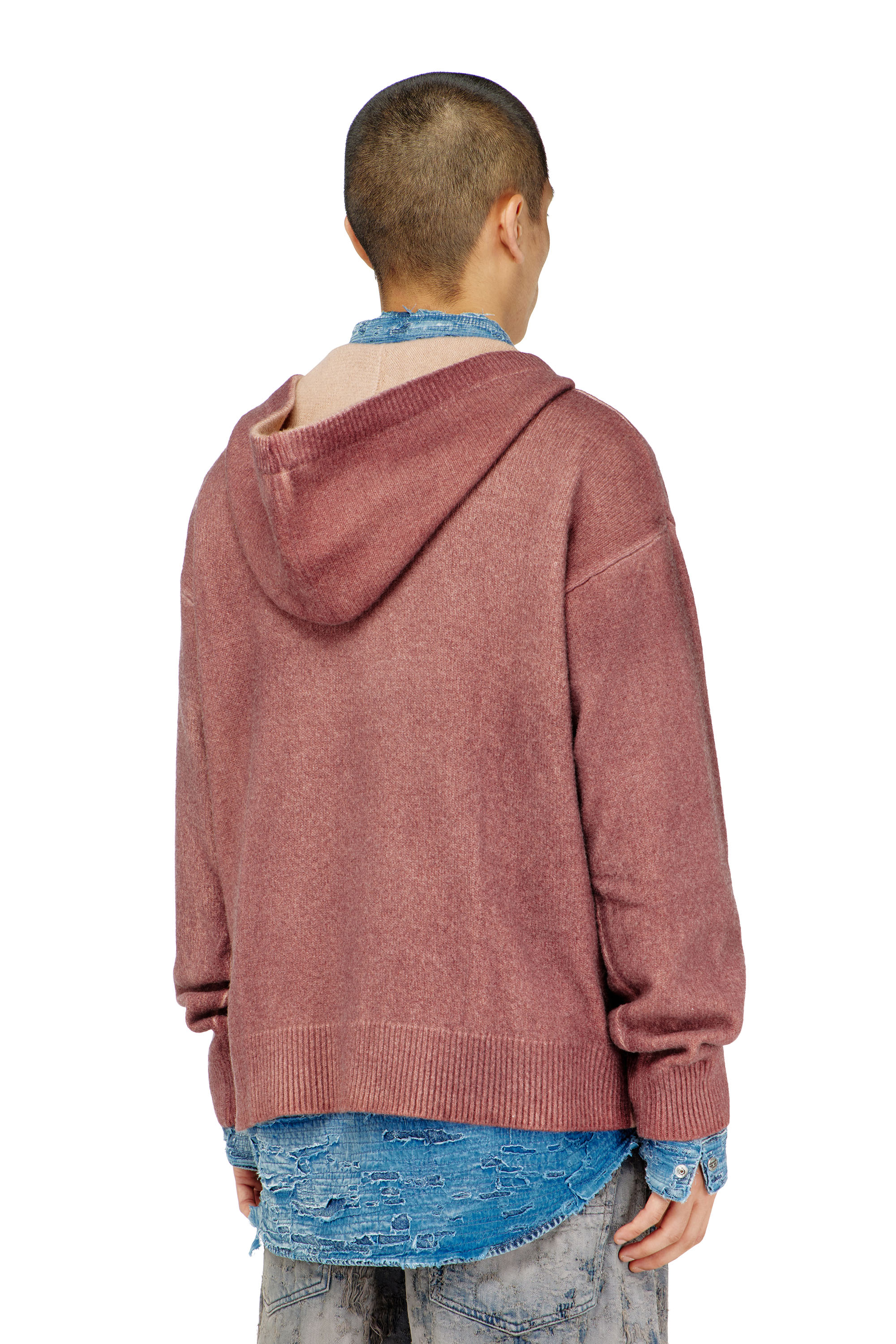 Diesel - K-PICKLED, Man's Double-dyed hoodie in wool-blend knit in null - 3