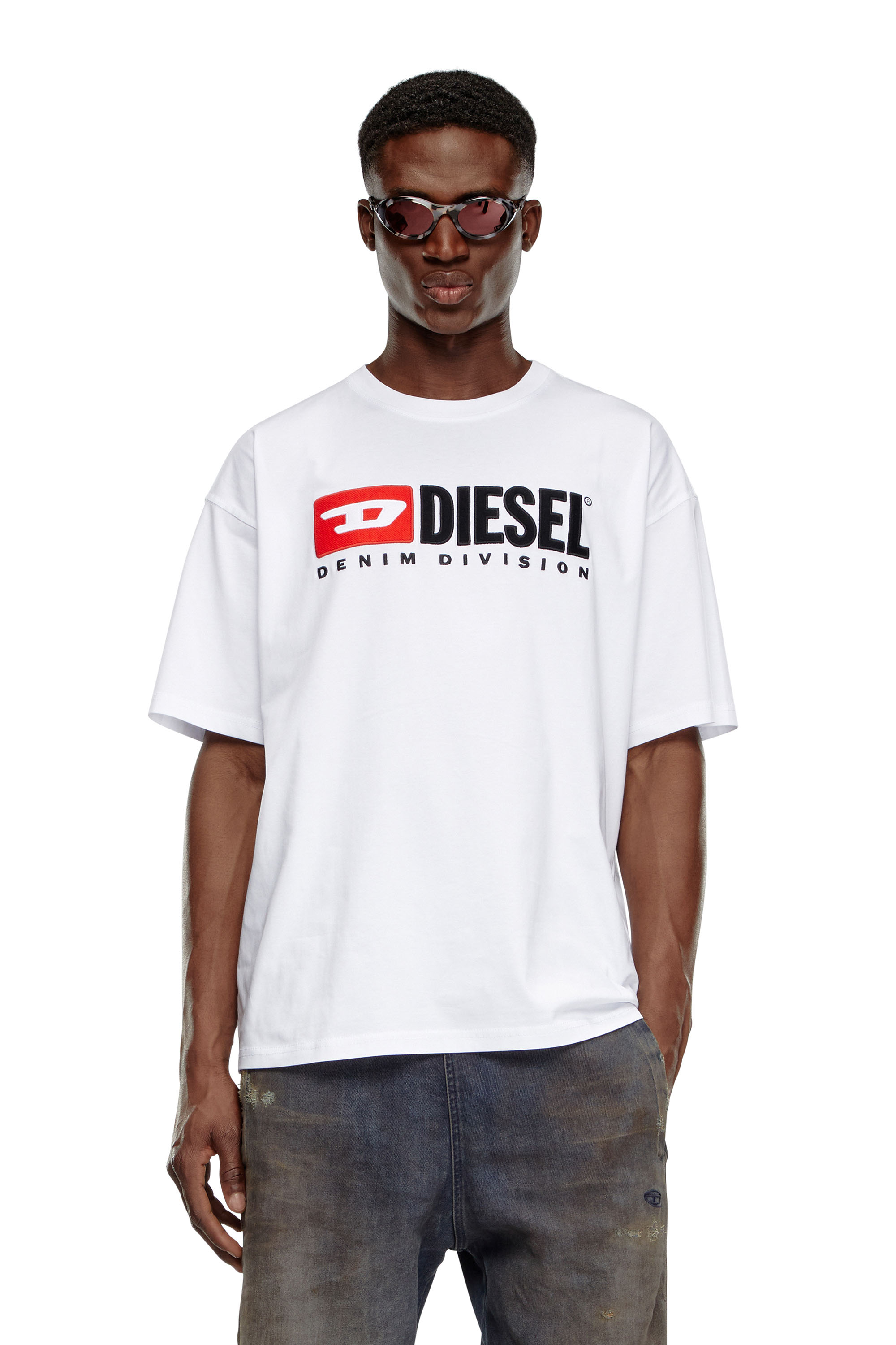 Diesel - T-BOXT-DIV, Man's T-shirt with Diesel patch logo in White - 1