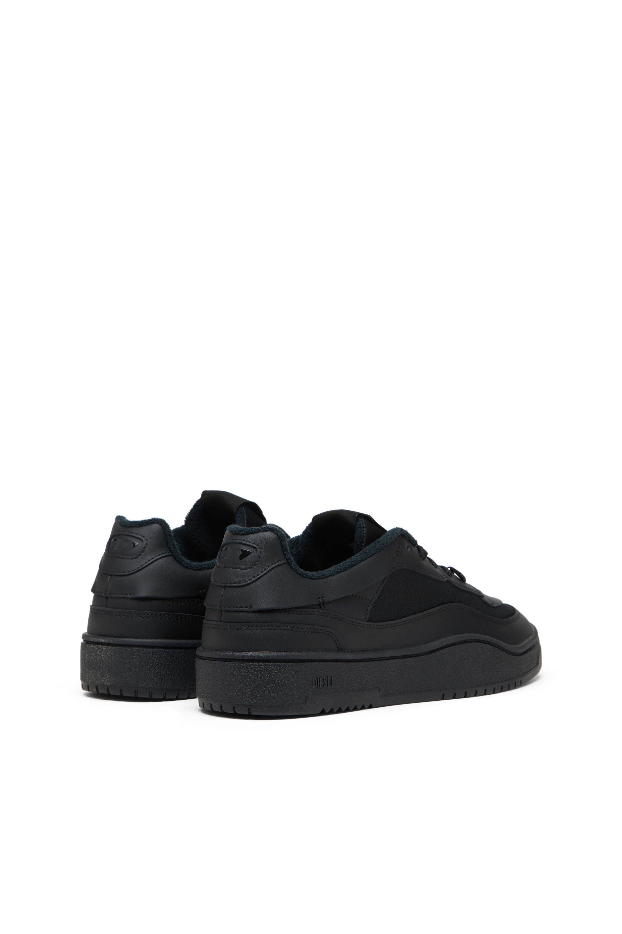 S-OVAL SKATE LOW, Black Diesel - S-OVAL SKATE LOW, Man's S-Oval Skate-Fabric-panelled leather sneakers in Black - 3