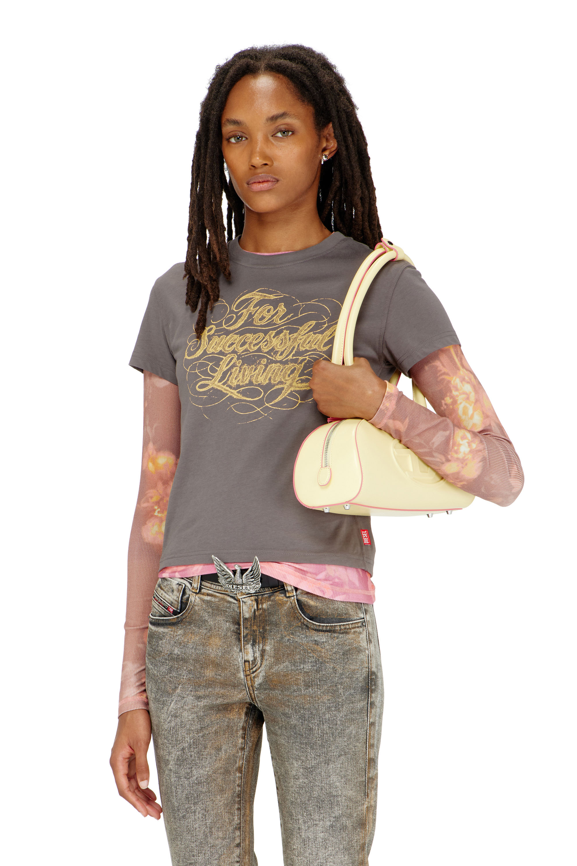 Diesel - T-ILA-AA4, Woman's T-shirt with logo print in null - 3