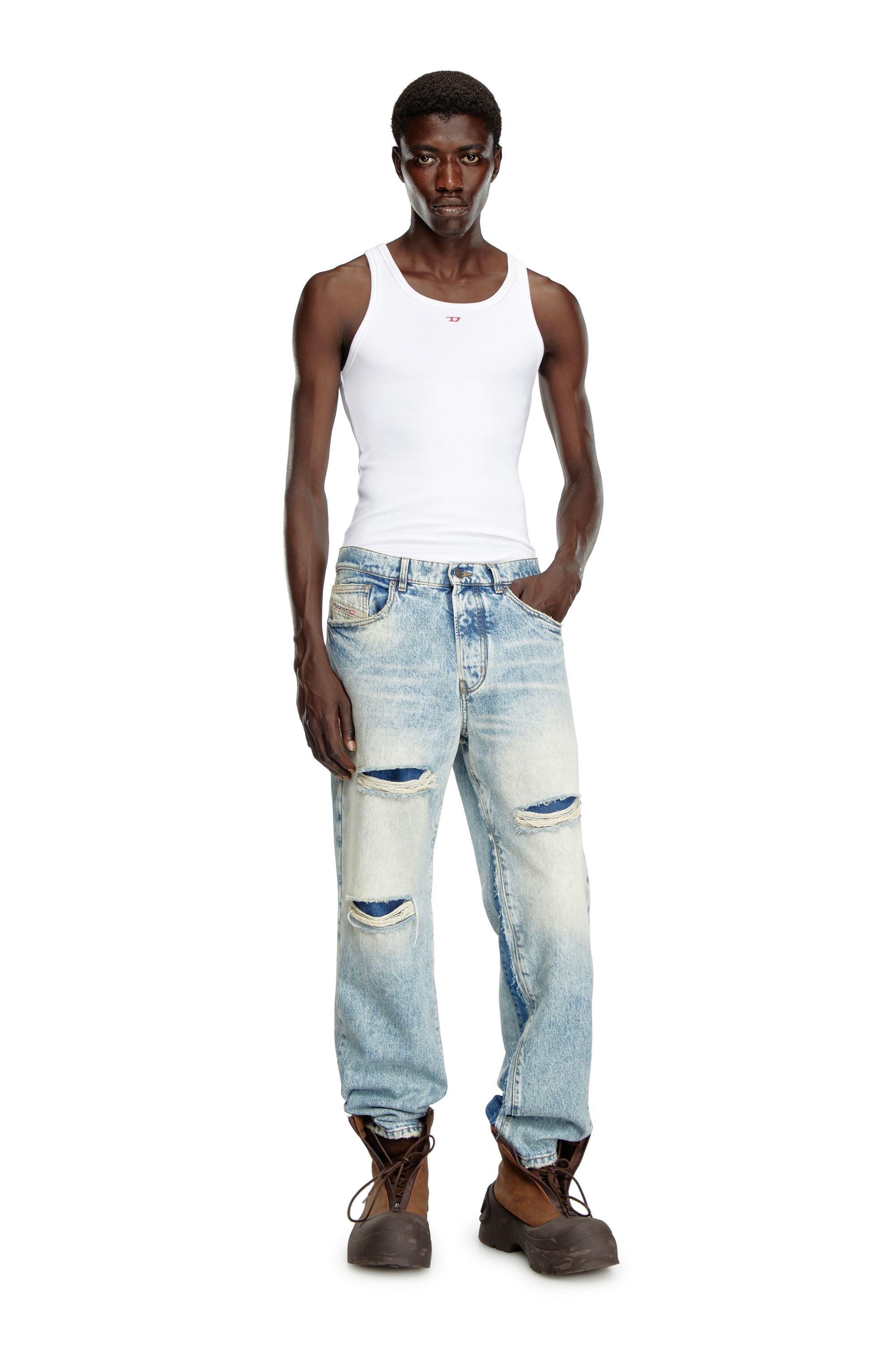 Diesel - Man Straight Jeans D-Fire 0AJEN, Light Blue - Image 1