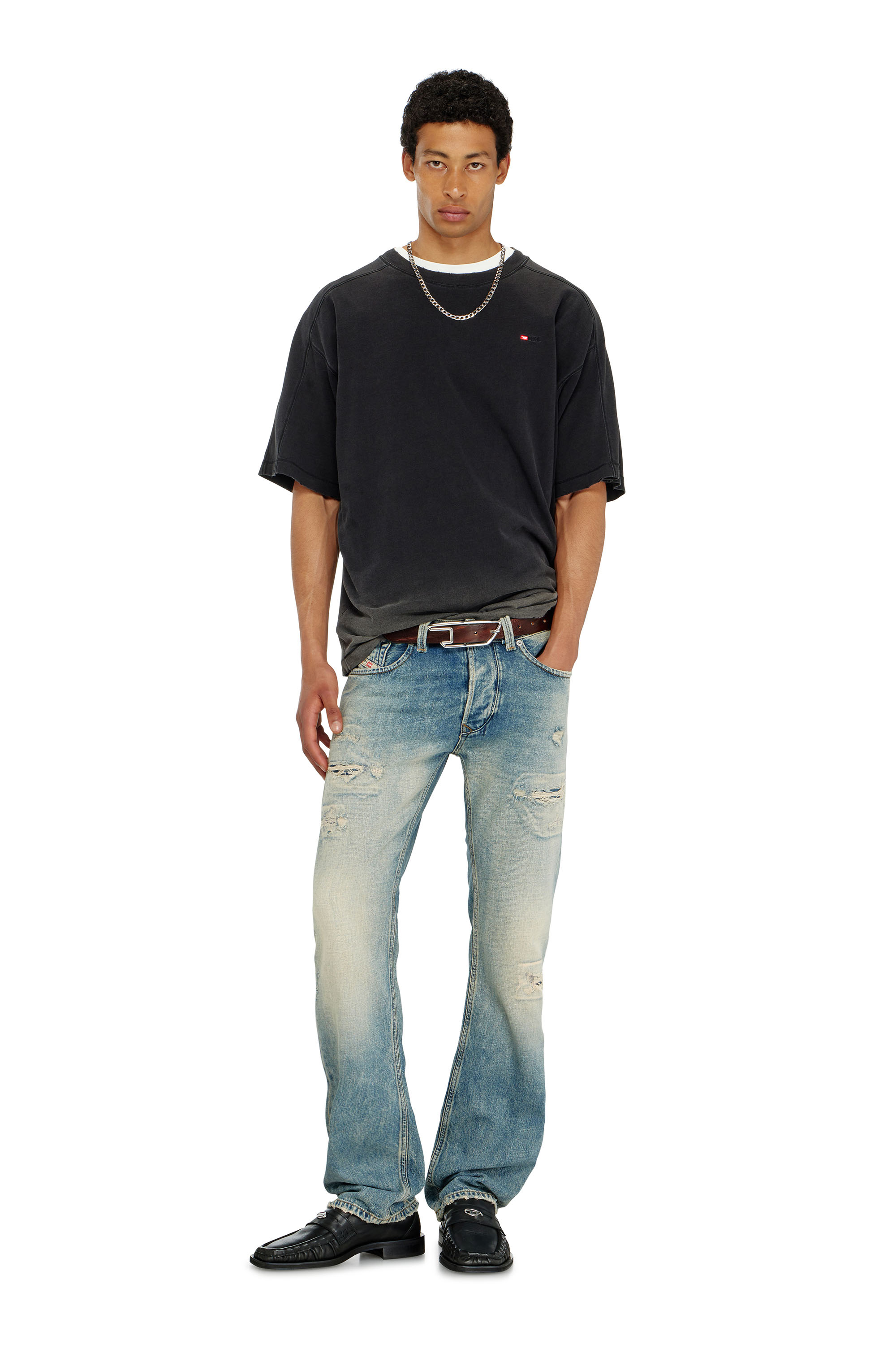 Diesel - T-CROX, Man's Cotton T-shirt with degrad&eacute; effect in Black - 2
