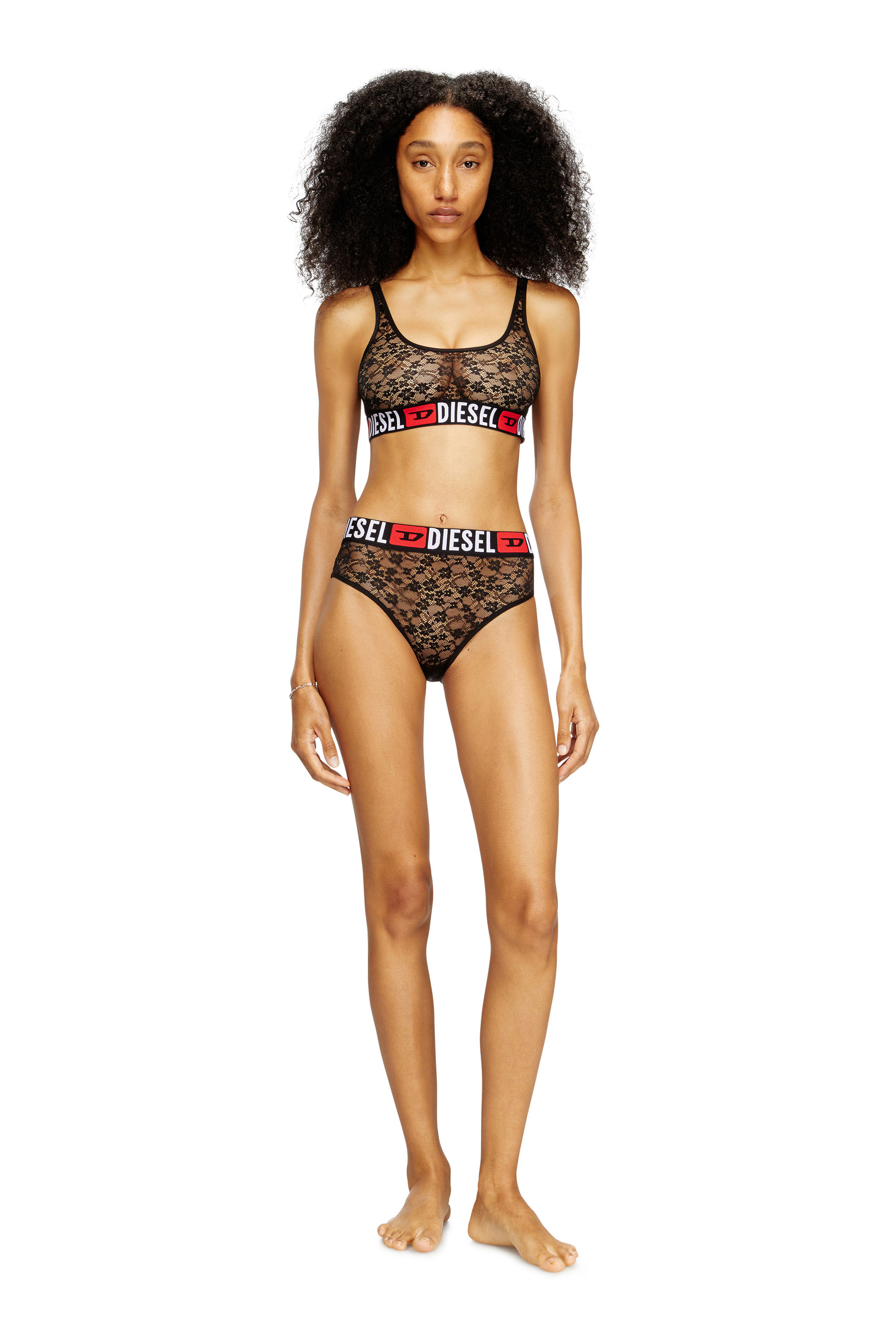 Diesel - UFSB-ORIBA, Woman's Lace bralette with Diesel logo elastic in null - 2