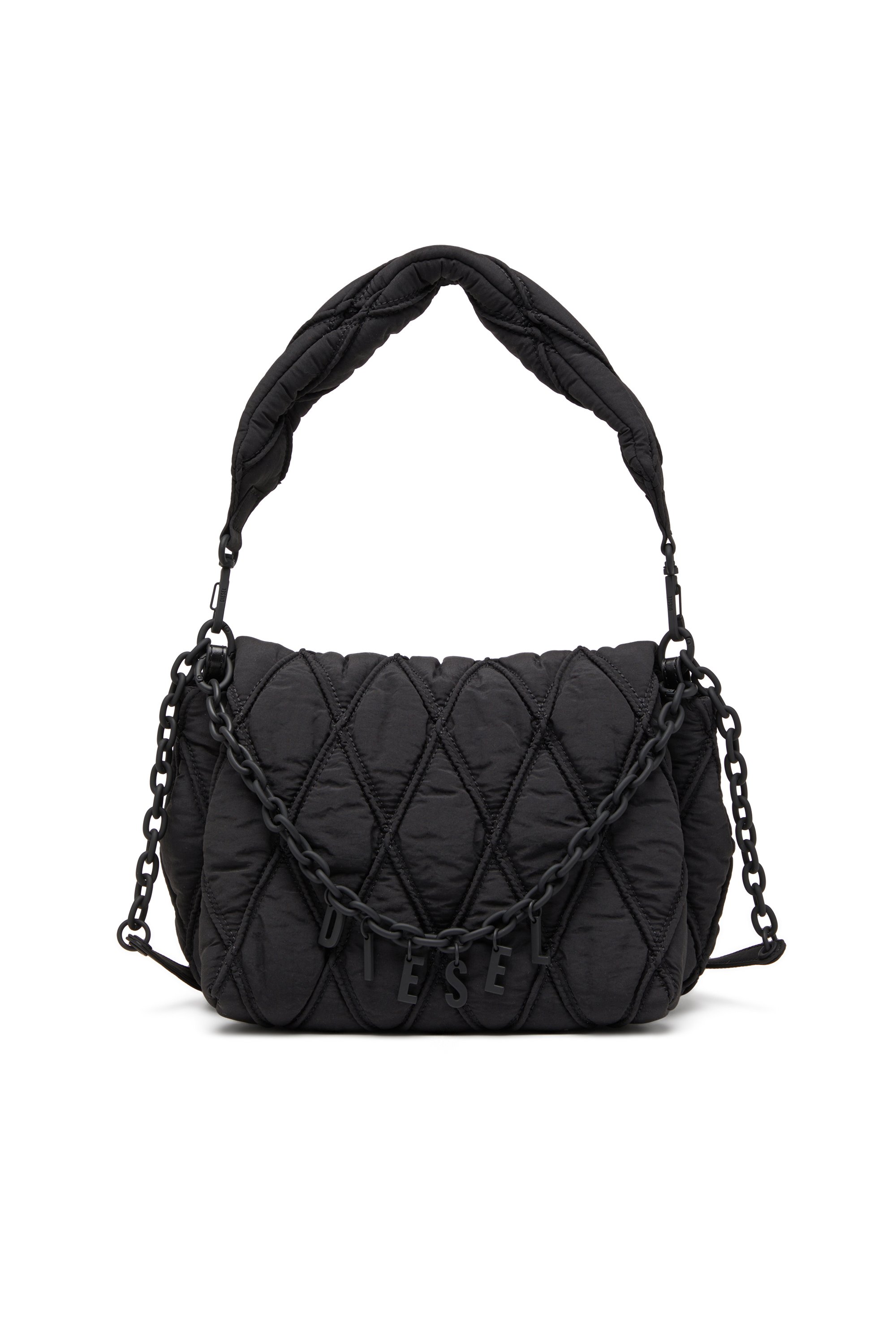 Diesel - CHARM-D SHOULDER M, Woman's Charm-D M-Shoulder bag in quilted nylon in Black - 1