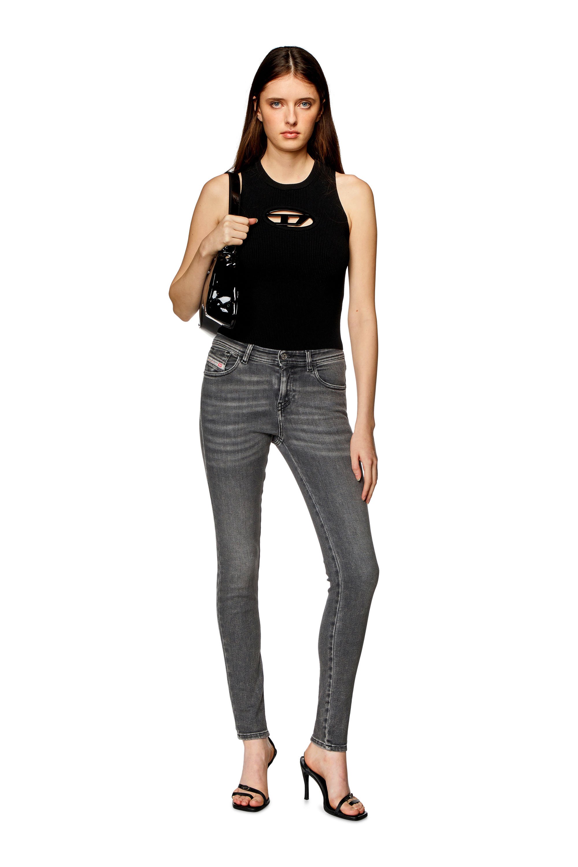 Diesel - Woman Super skinny Jeans 2017 Slandy 09H86, Black/Dark grey - Image 2
