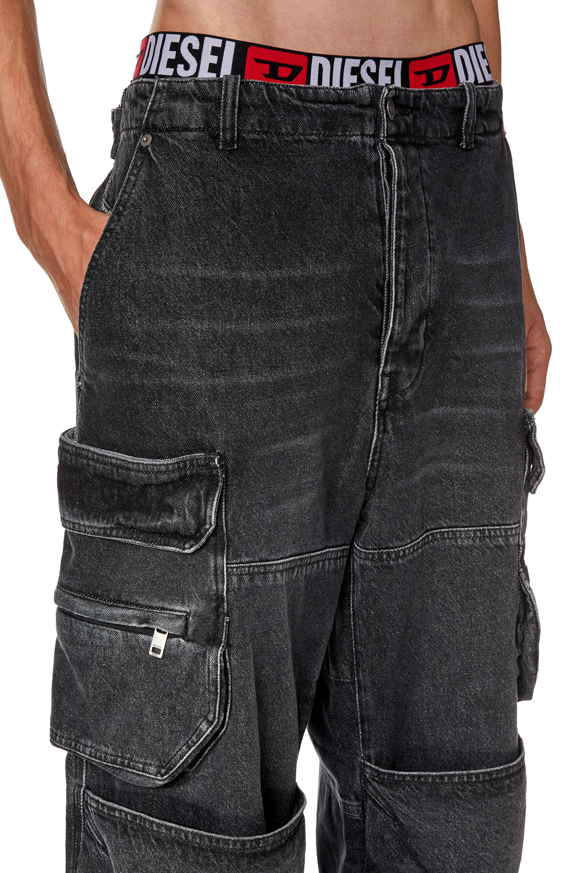 Diesel - Straight Jeans D-Fish 0HLAA, Black/Dark grey - Image 4
