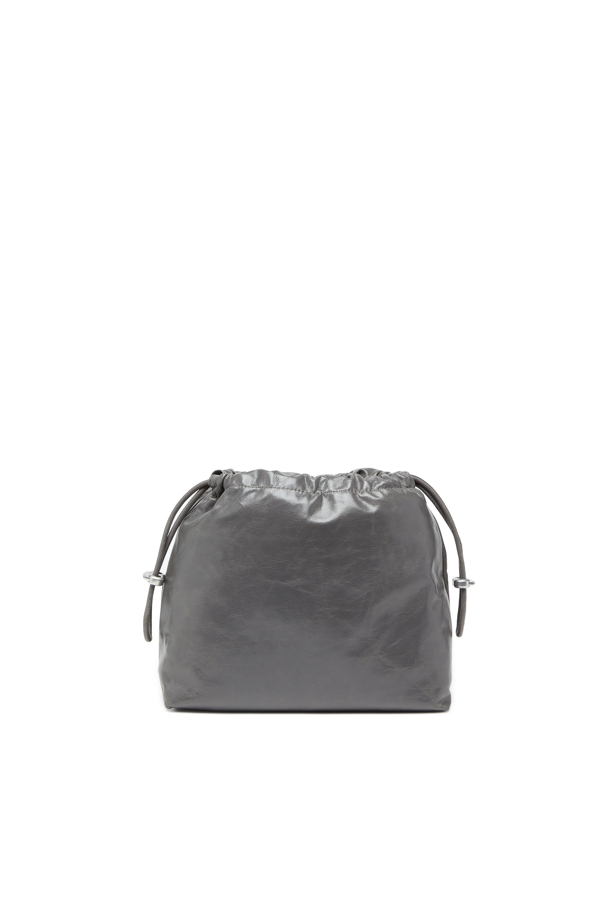 Diesel - SCRUNCH-D BUCKET, Woman's Scrunch-D-Bucket bag in shiny wrinkled leather in Grey - 2