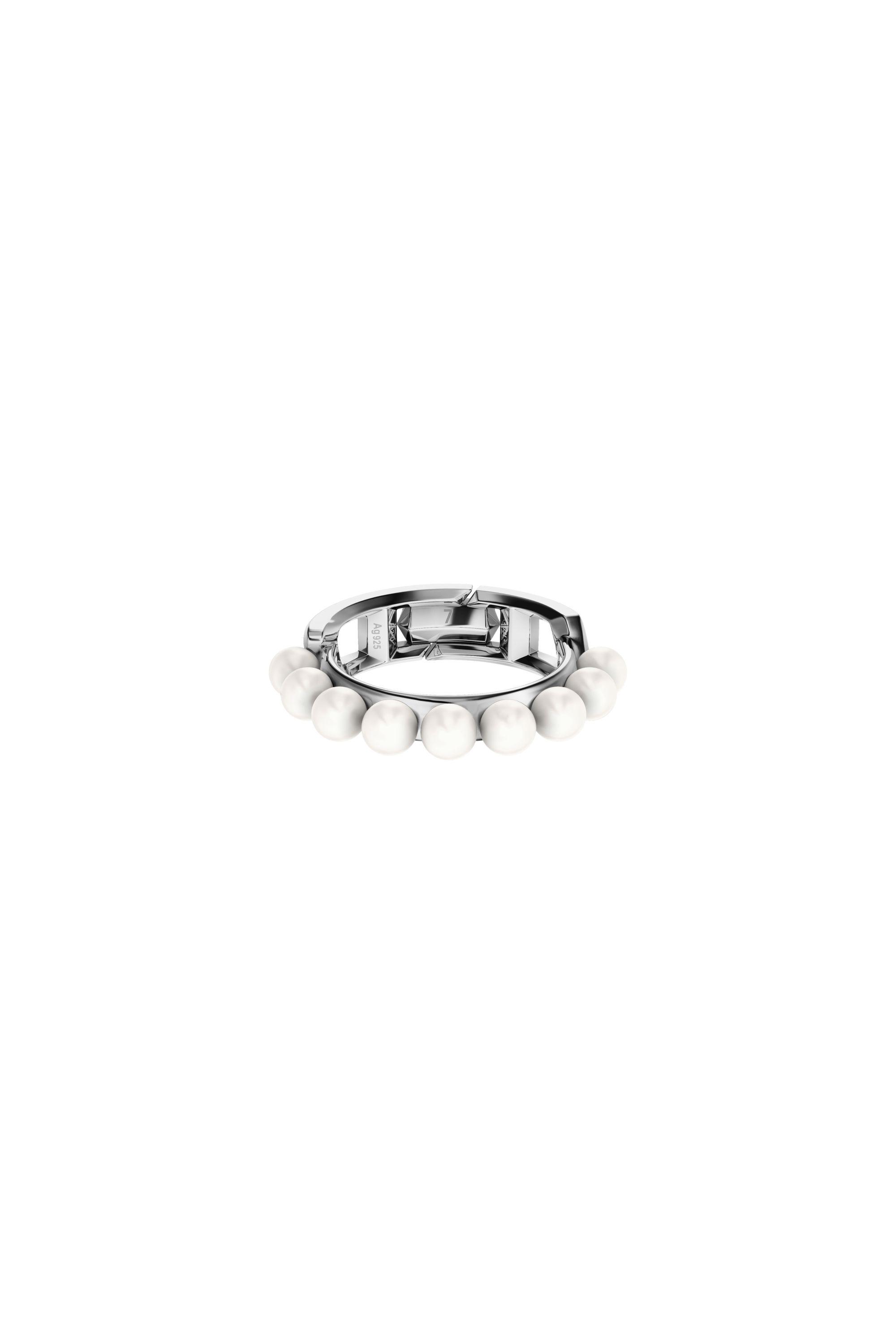 Diesel - DL1370040 STERLING SILVER JEWEL, Unisex's Sterling silver and pearl band ring in Silver - 2
