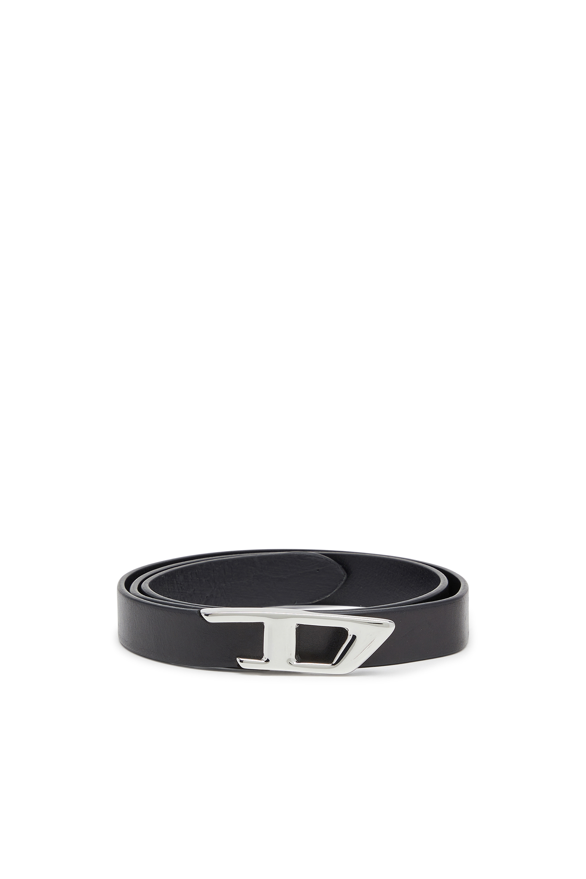 Diesel - B-D LOGO 2.0 20, Woman's 2 cm leather belt with 3D logo buckle in Black - 4