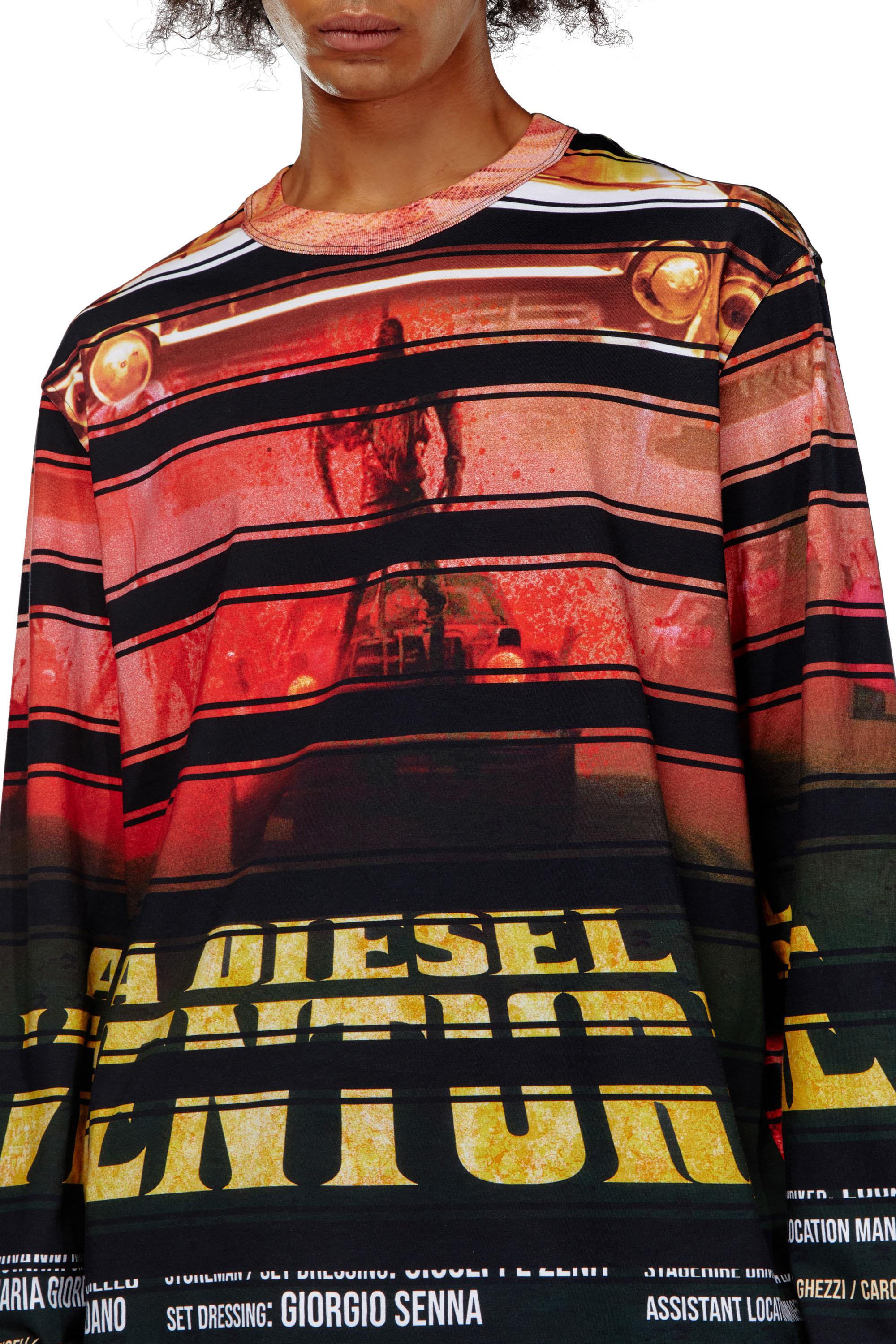 Diesel - T-CRANEUP-LS, Man T-shirt with striped movie print in Multicolor - Image 3
