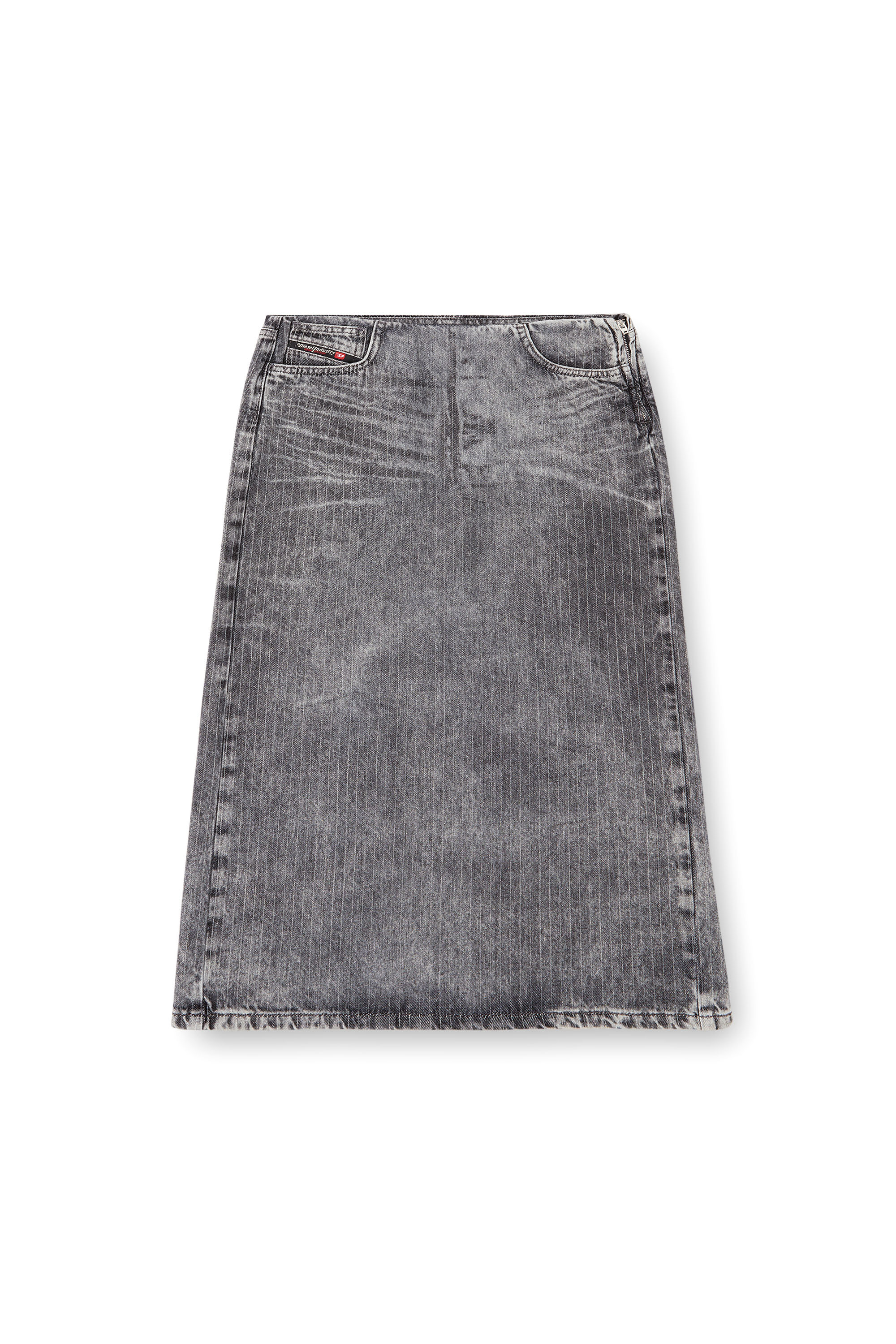 Diesel - DE-PRA-S4, Woman's Midi skirt in tailoring pinstripe denim in Light Grey - 2