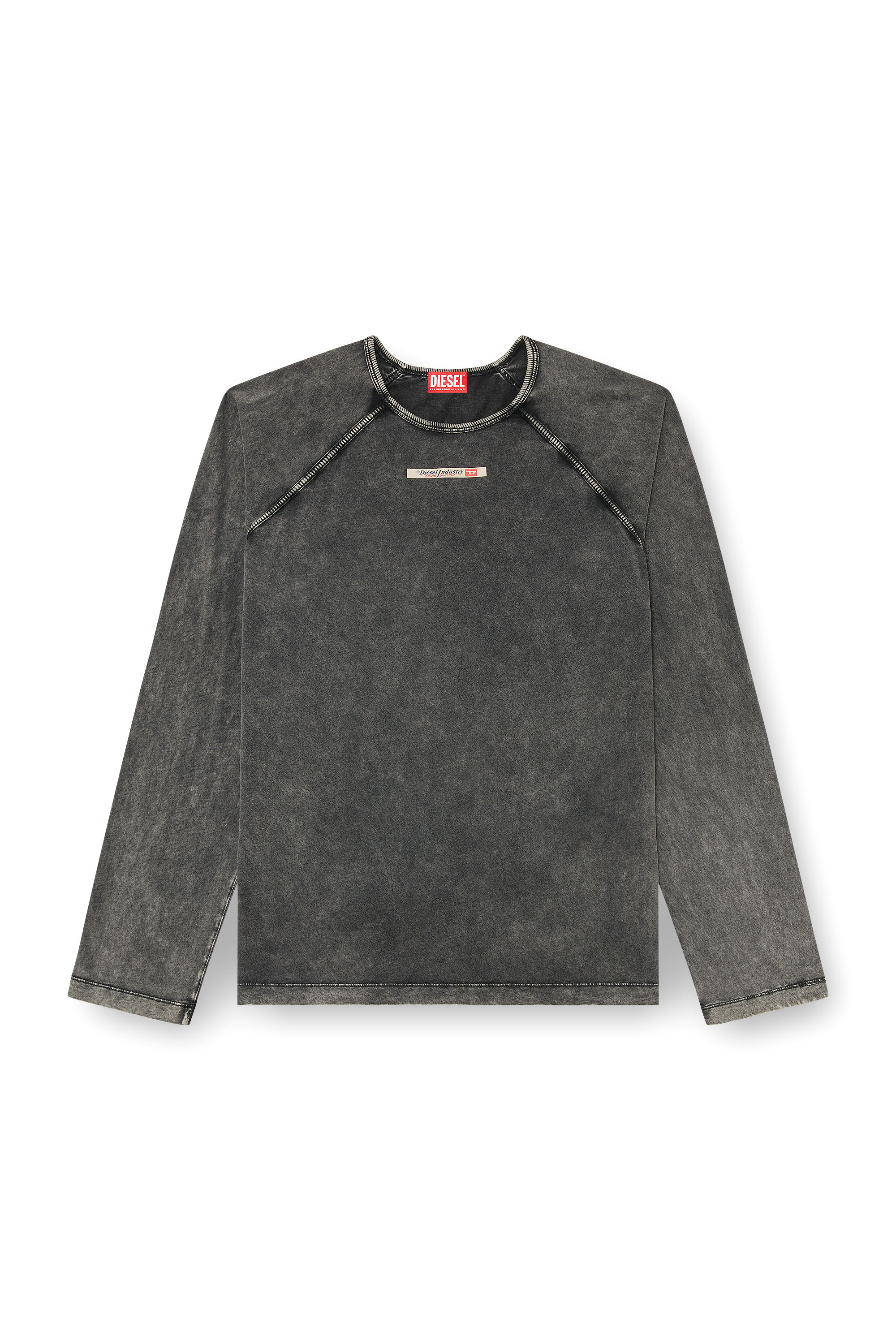 Diesel - BRYAN-DNM, Man's Cotton pijama top with logo patch in Dark grey - 2